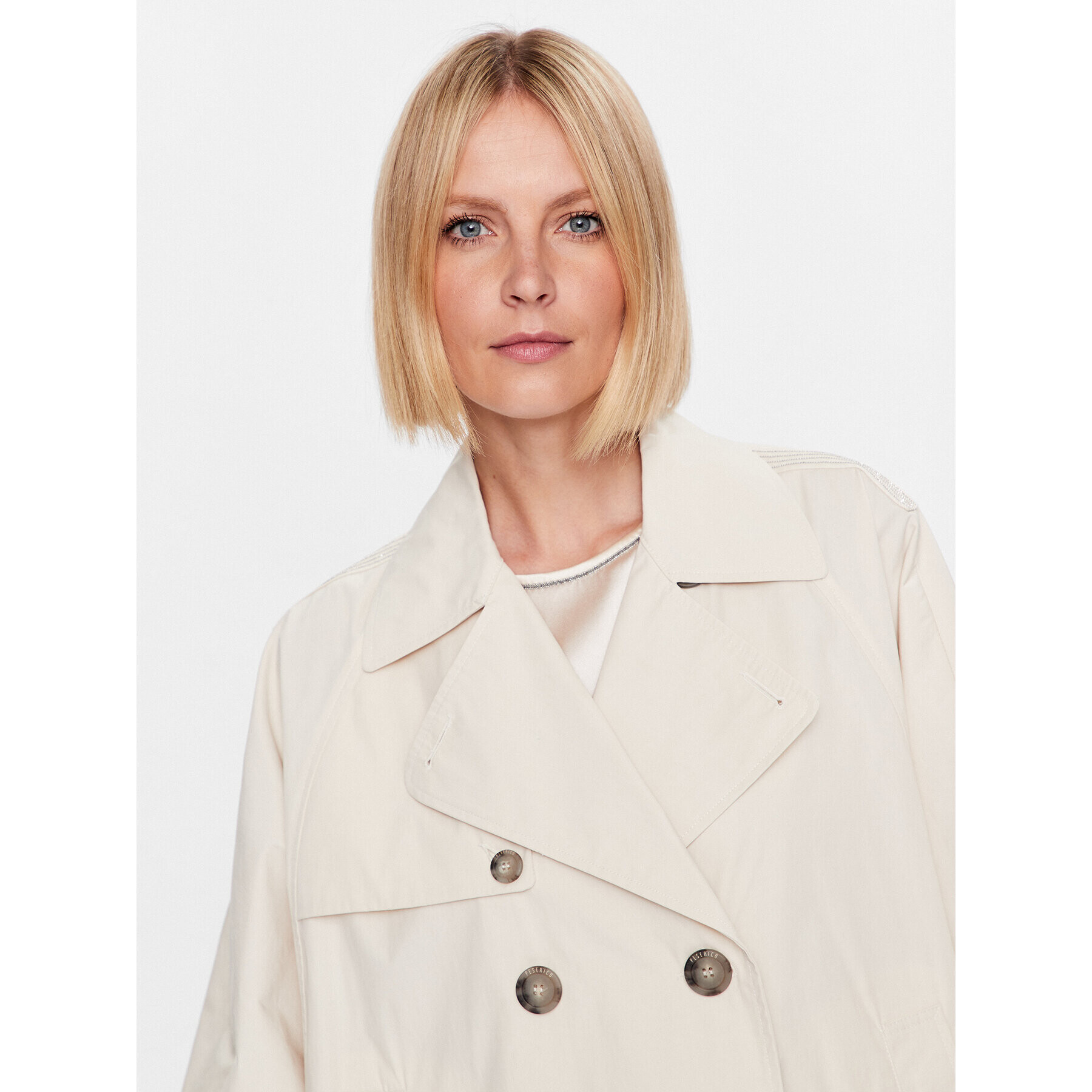 Peserico Trench S21374 Écru Relaxed Fit - Pled.ro