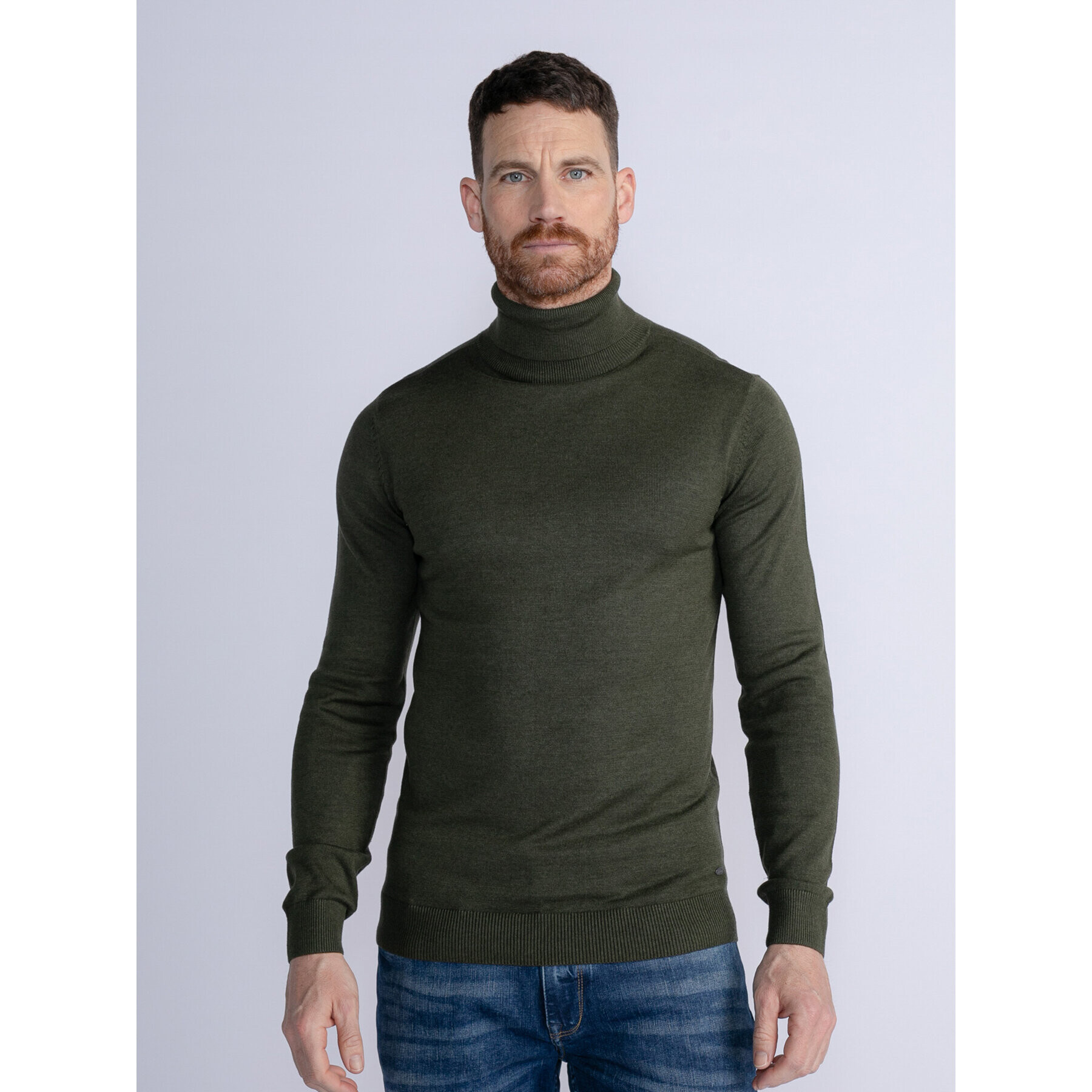 Petrol Industries Bluză cu gât M-3030-KWC260 Verde Slim Fit - Pled.ro