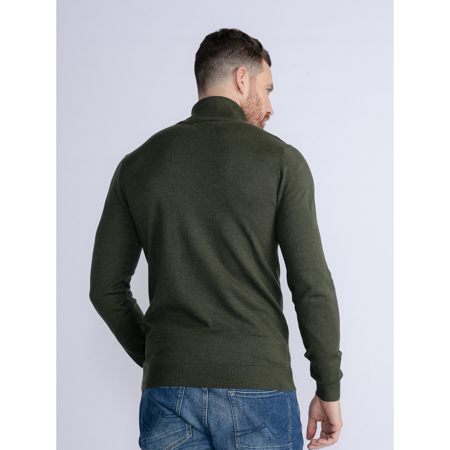 Petrol Industries Bluză cu gât M-3030-KWC260 Verde Slim Fit - Pled.ro