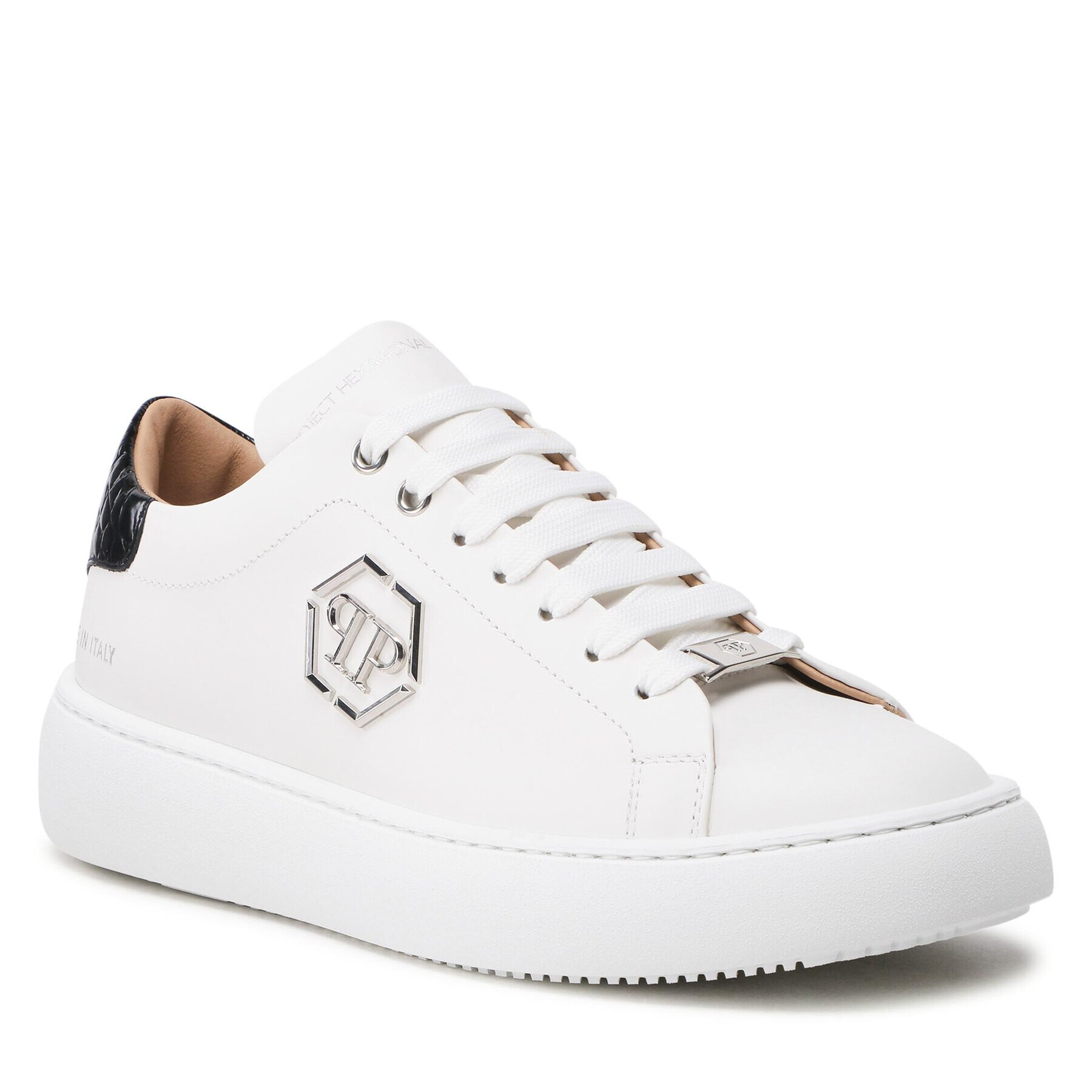 PHILIPP PLEIN Sneakers Hexagon SACS MSC3810 PLE075N Alb - Pled.ro