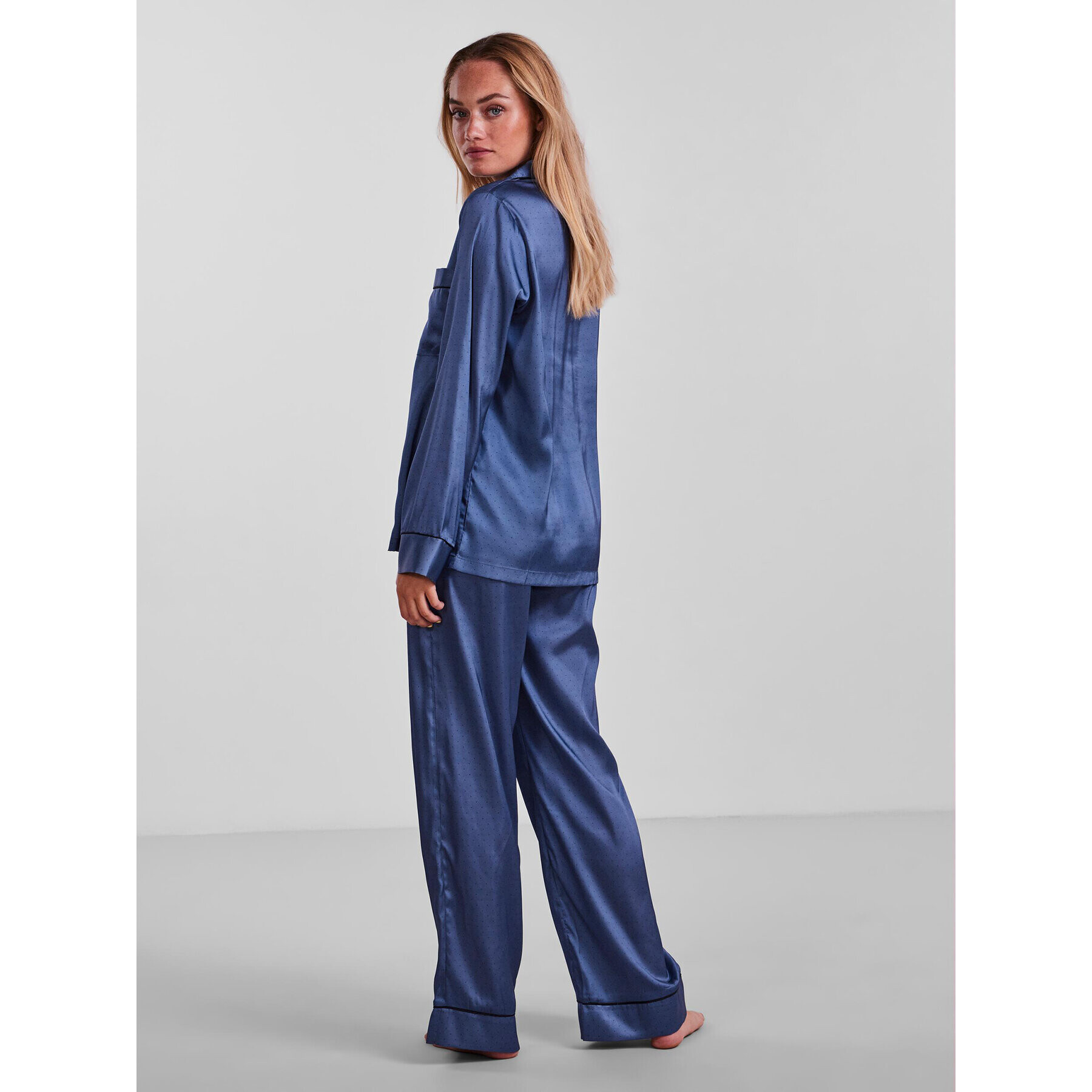 Pieces Pijama Adela 17129535 Albastru Relaxed Fit - Pled.ro