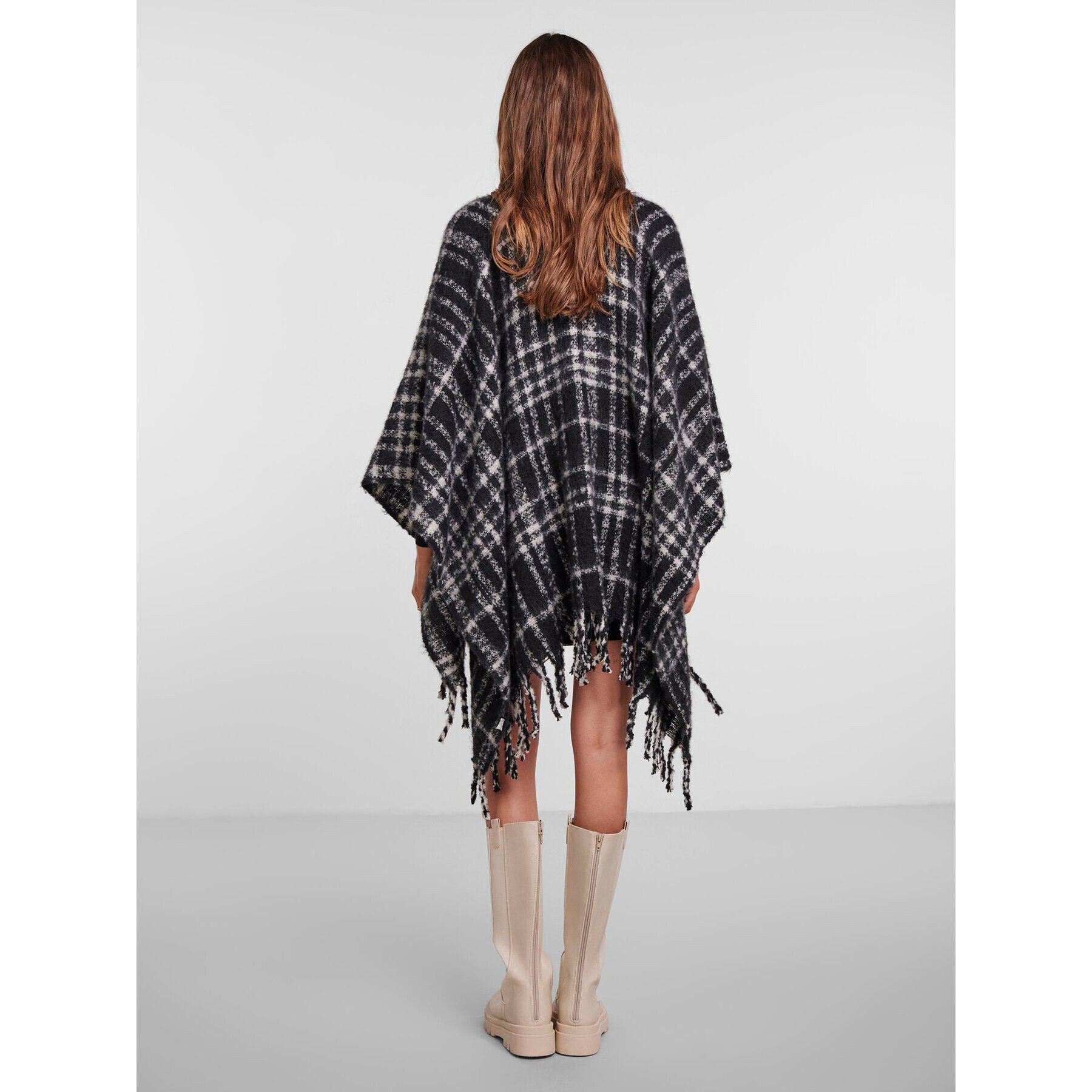 Pieces Poncho Pcariana 17130180 Negru Oversize - Pled.ro