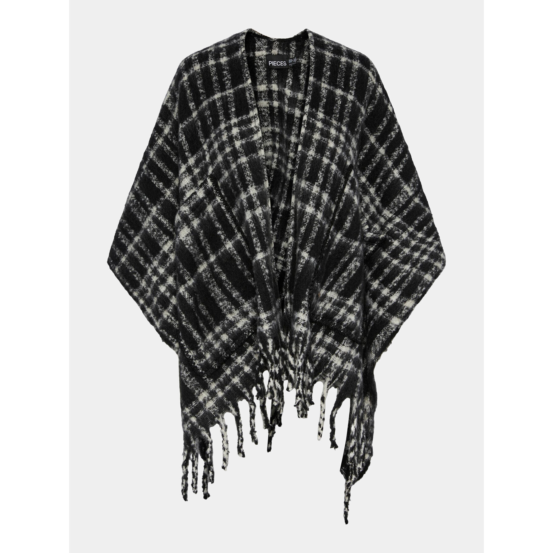 Pieces Poncho Pcariana 17130180 Negru Oversize - Pled.ro