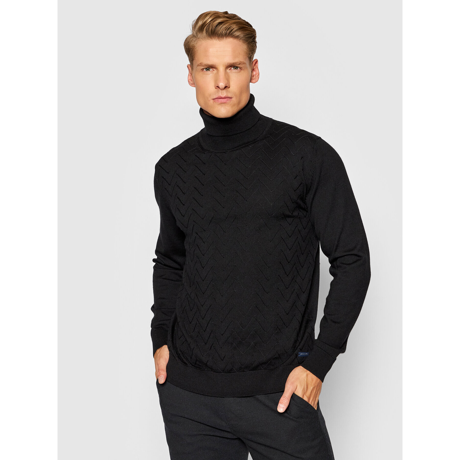 Pierre Cardin Bluză cu gât 55413/000/12542 Negru Regular Fit - Pled.ro