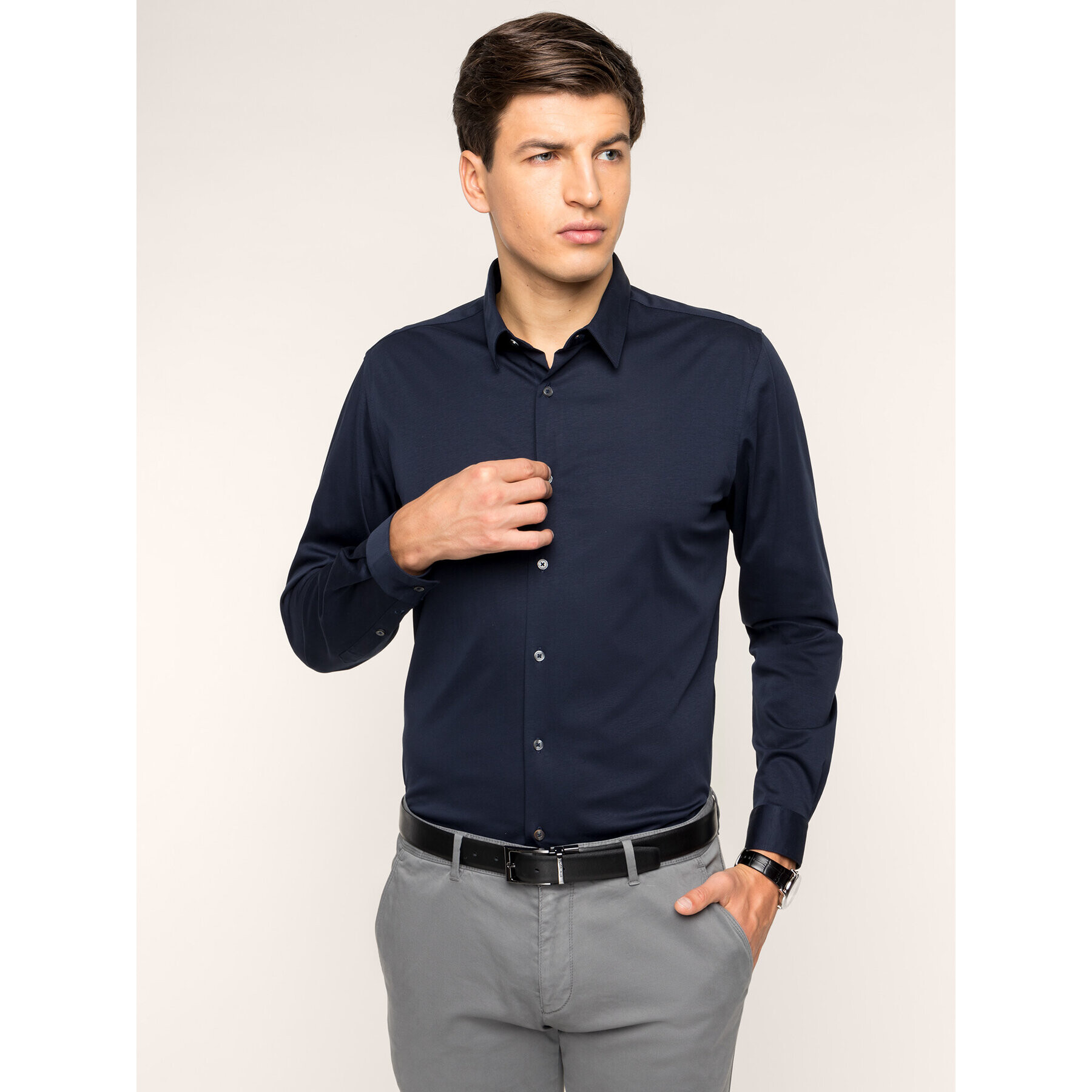 Pierre Cardin Cămașă 8800/000/26880 Bleumarin Slim Fit - Pled.ro