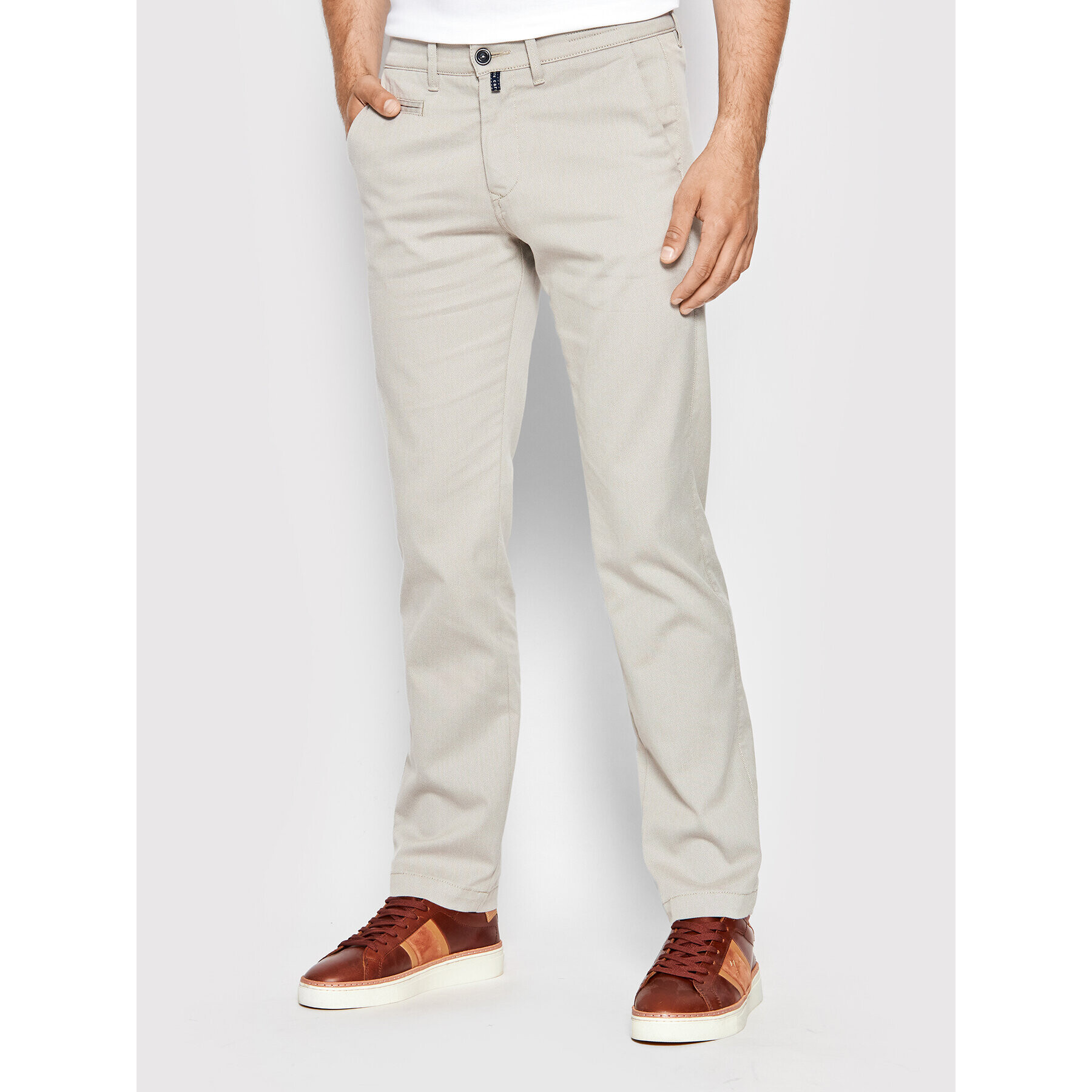 Pierre Cardin Pantaloni din material 33747/000/1003 Bej Lyon Tapered Fit - Pled.ro