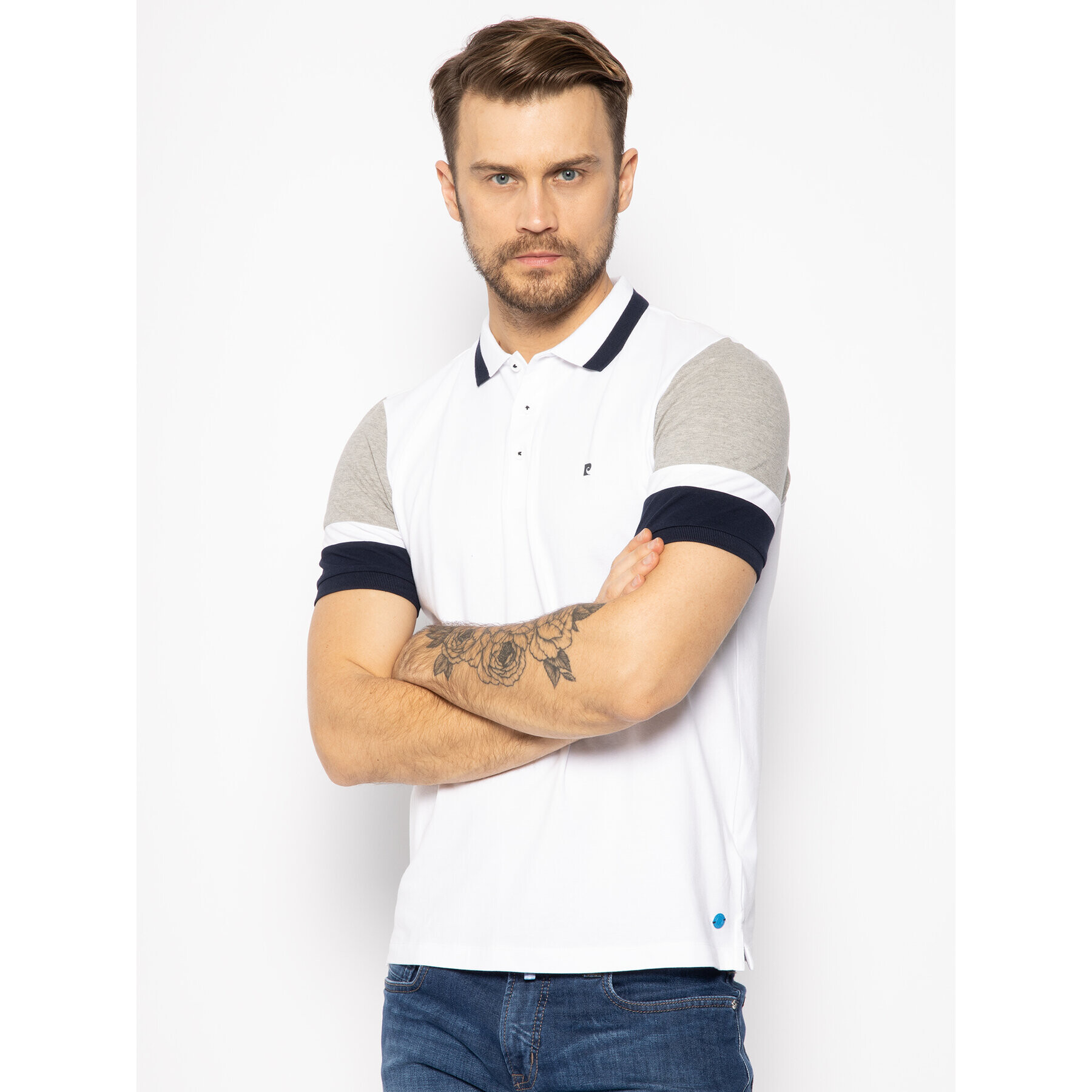 Pierre Cardin Tricou polo 52314/12451000 Alb Regular Fit - Pled.ro