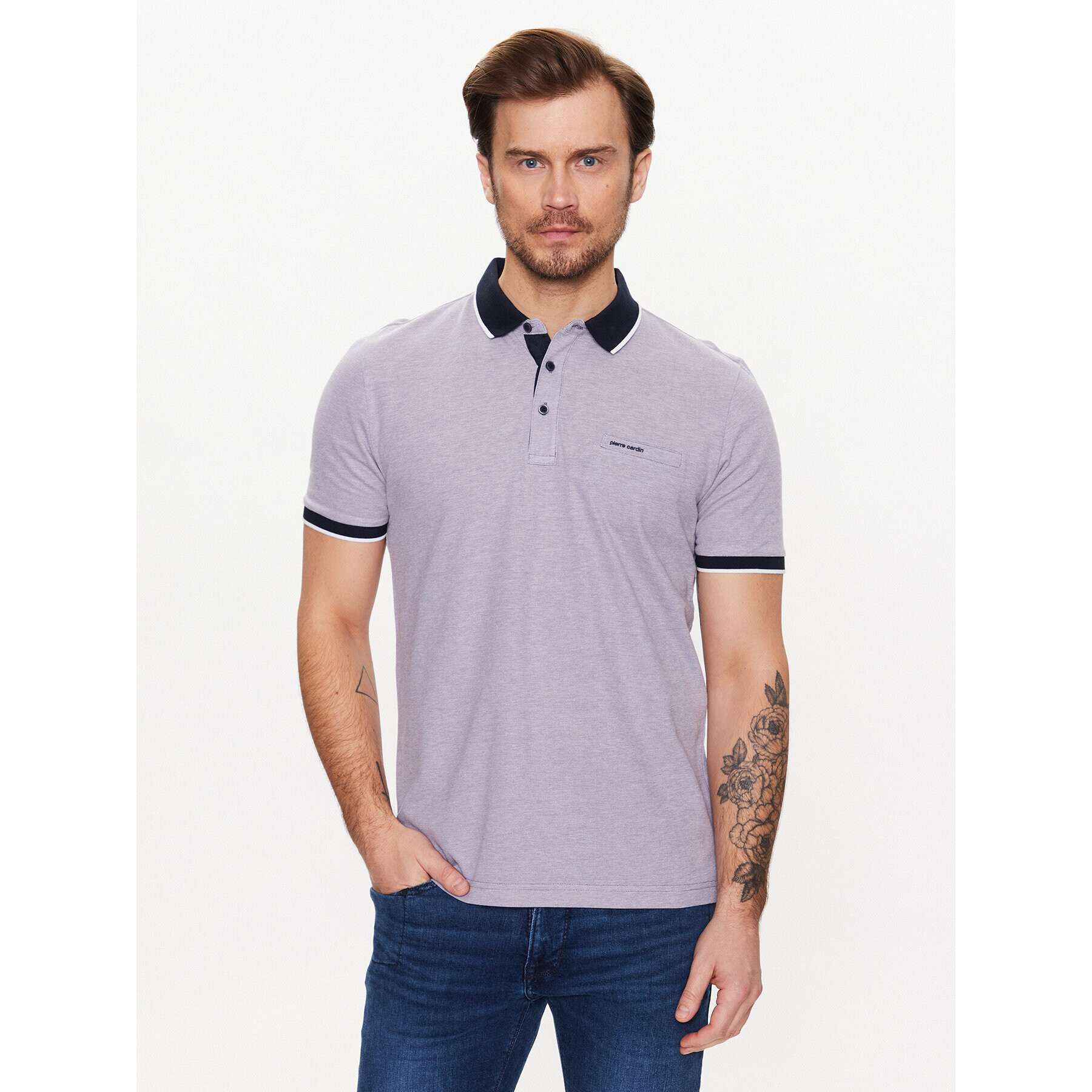 Pierre Cardin Tricou polo C5 20514/000/2031 Violet Regular Fit - Pled.ro