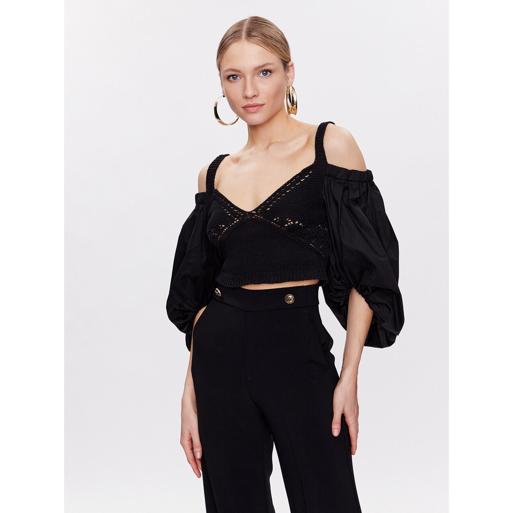 Pinko Bluză 101165 A0TS Negru Regular Fit - Pled.ro