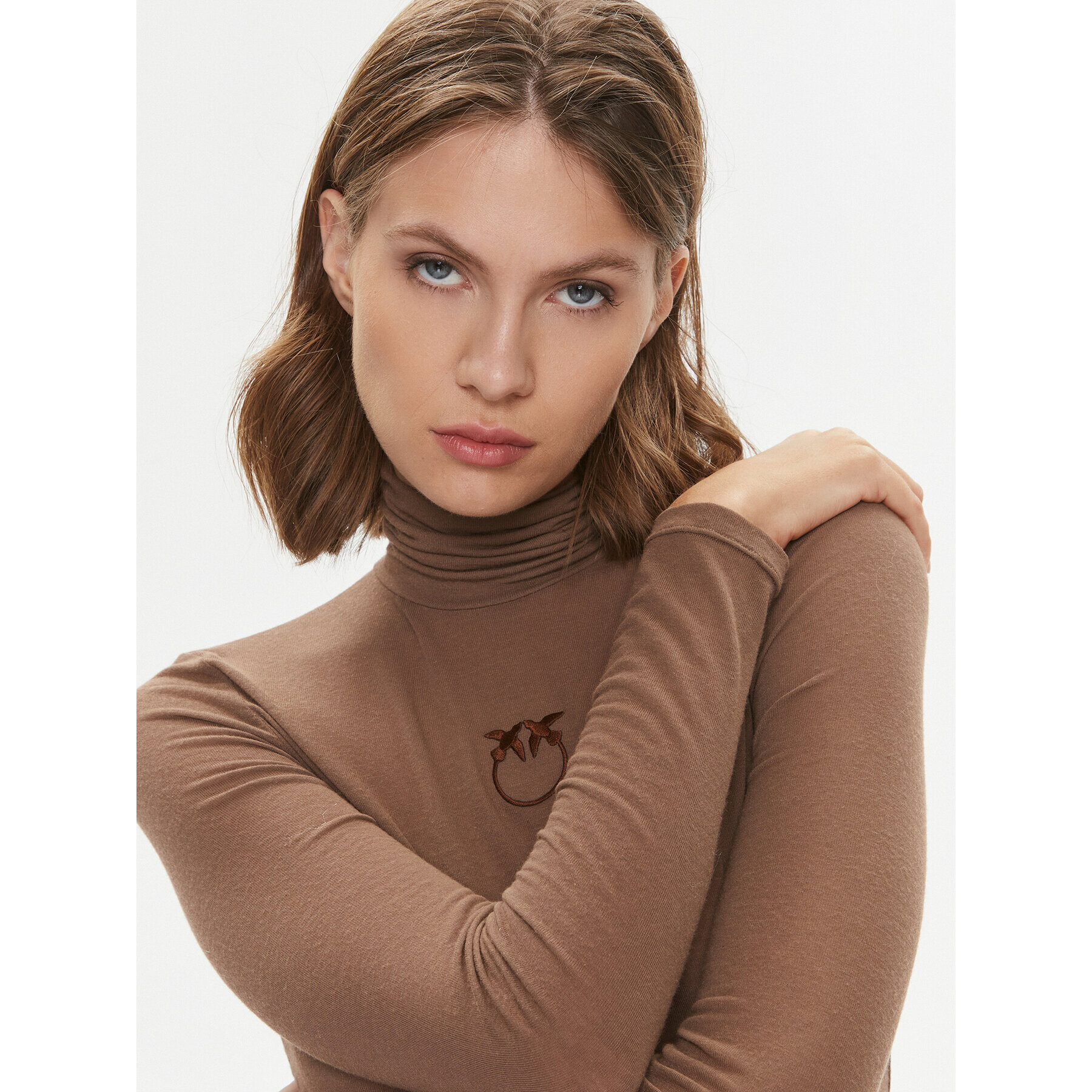 Pinko Bluză cu gât Abdaly 102067 A17S Maro Regular Fit - Pled.ro