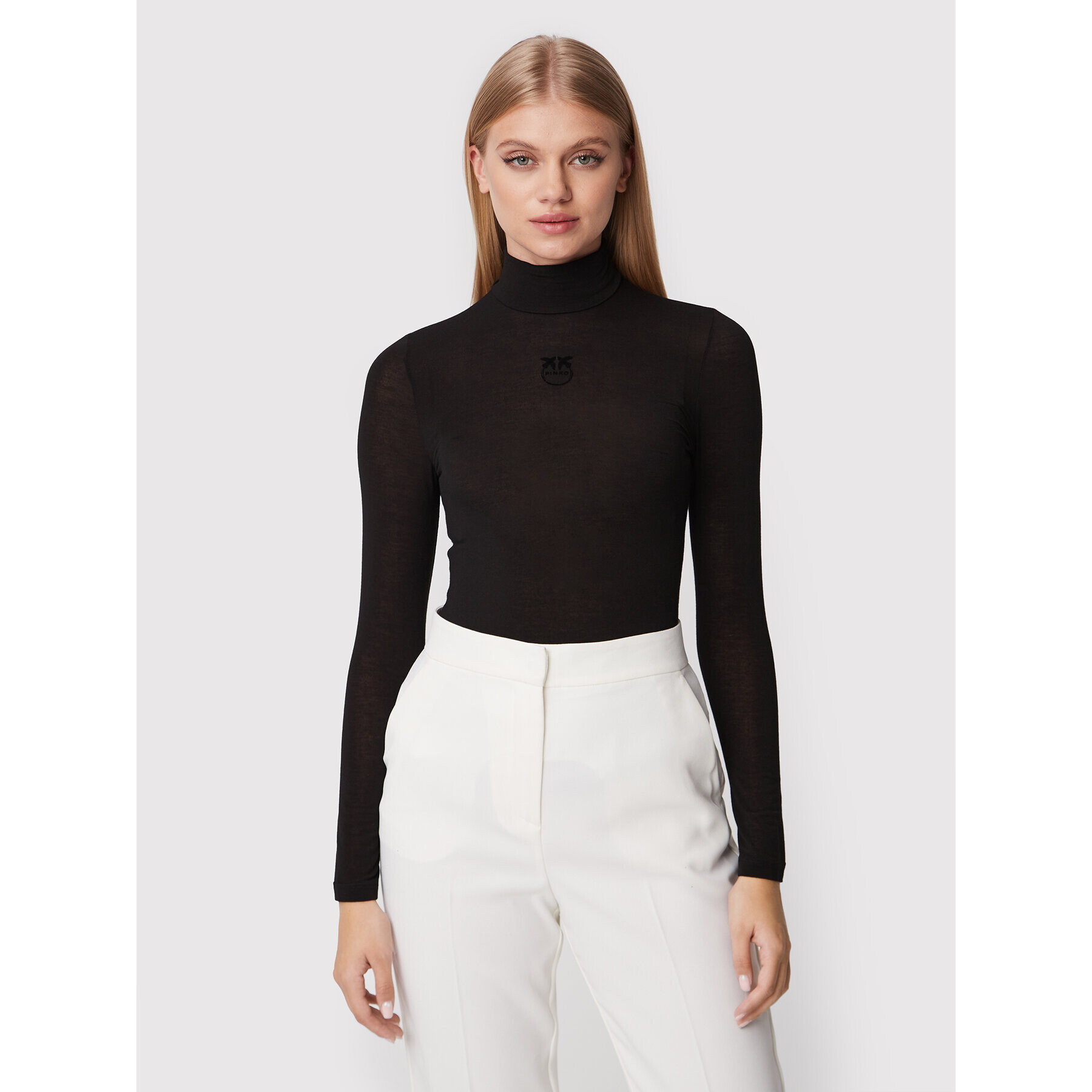 Pinko Bluză cu gât Abdaly 1G17WA Y7D2 Negru Slim Fit - Pled.ro