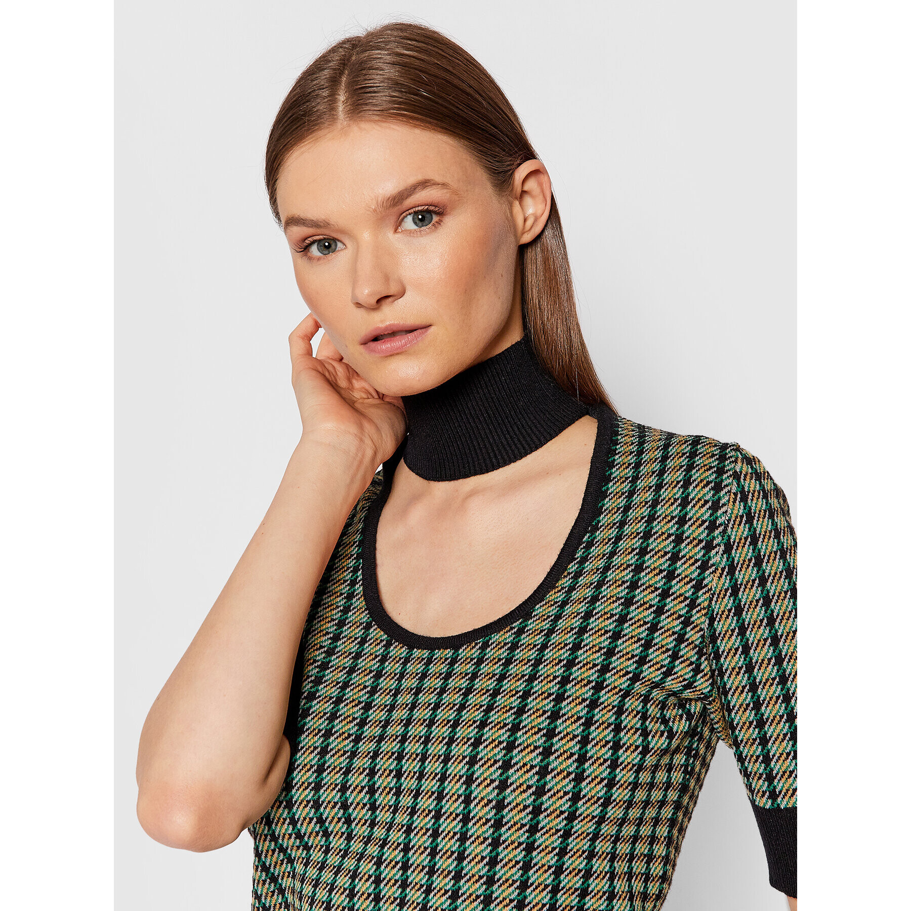 Pinko Bluză cu gât Radiante AI 21-22 BLK01 1G16S7 Y7HE Verde Regular Fit - Pled.ro