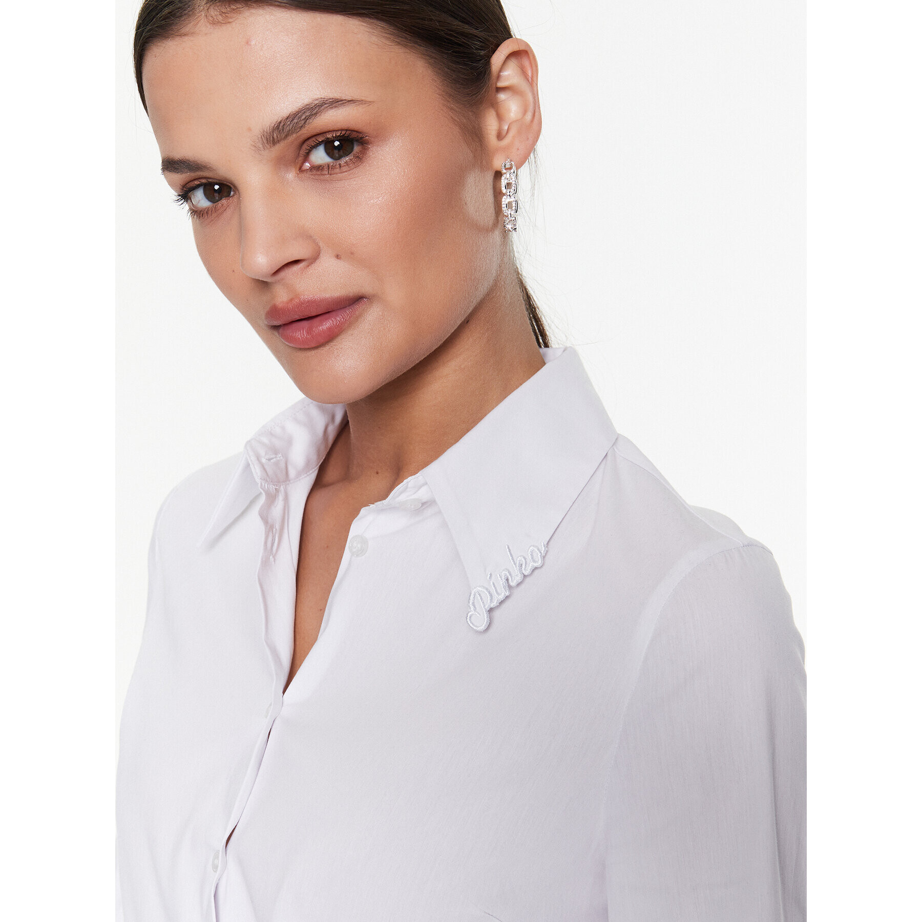 Pinko Cămașă 100696 A0ON Alb Slim Fit - Pled.ro