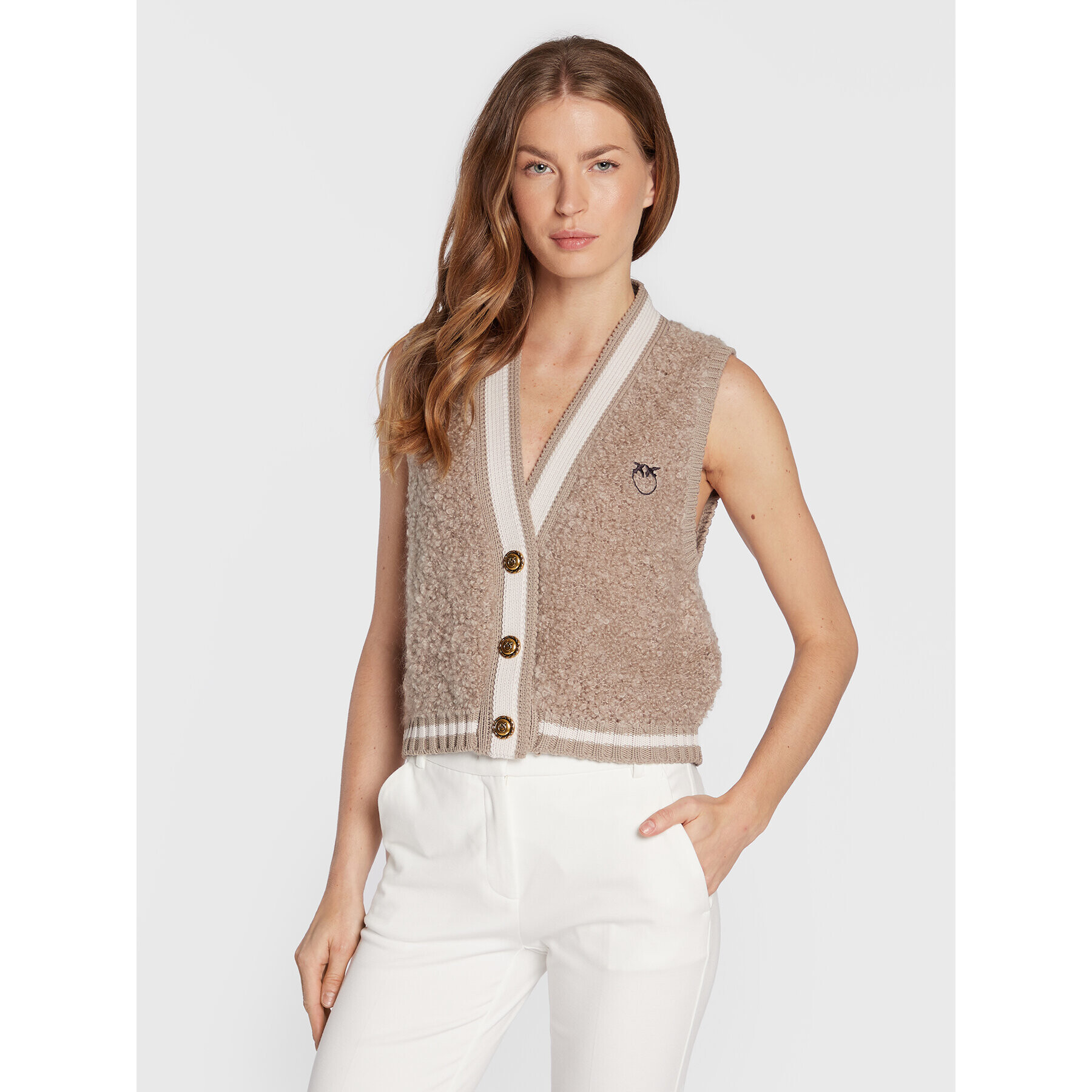 Pinko Cardigan Cosmopolitan 1G185Z A05G Bej Regular Fit - Pled.ro