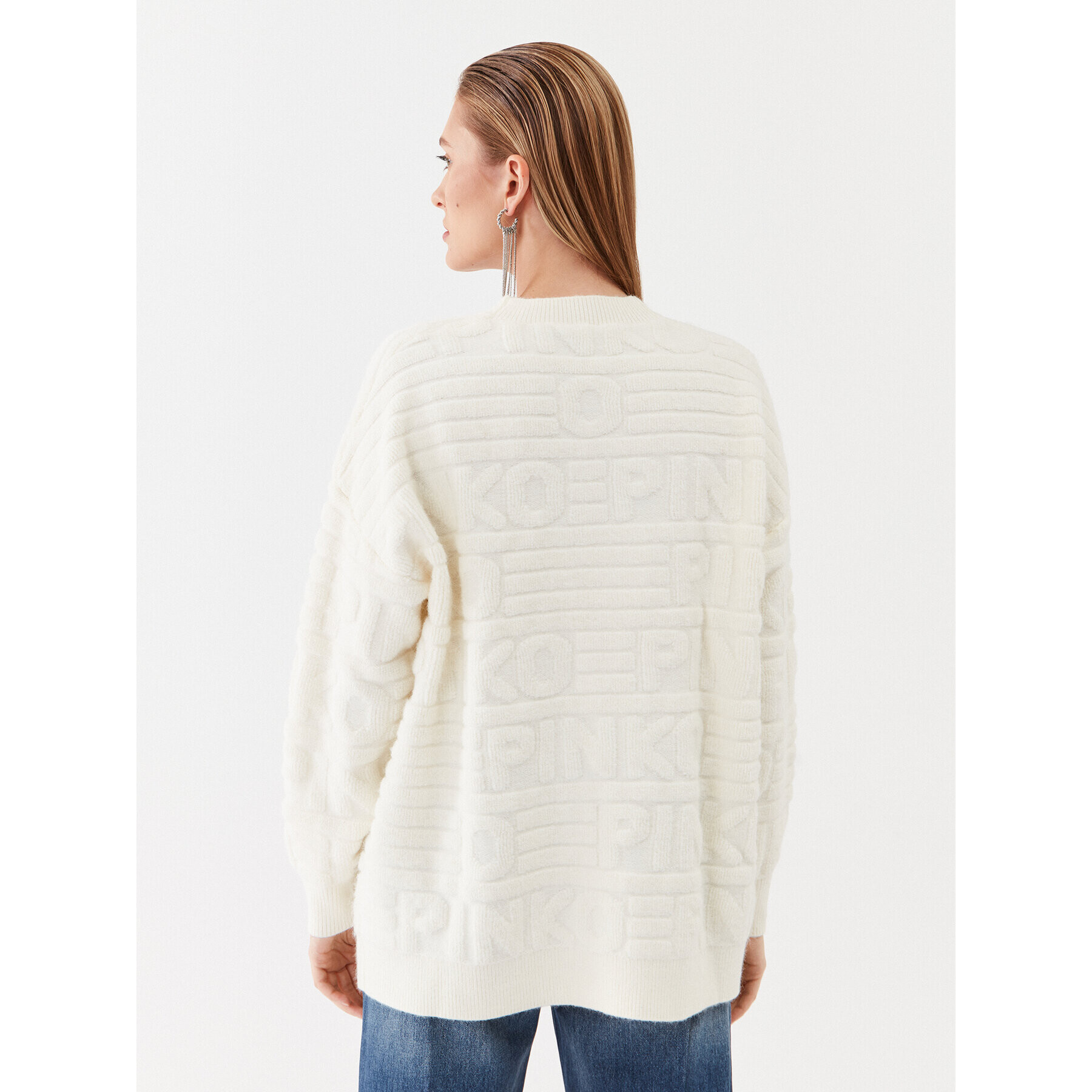 Pinko Cardigan Daino 101569 A117 Écru Relaxed Fit - Pled.ro