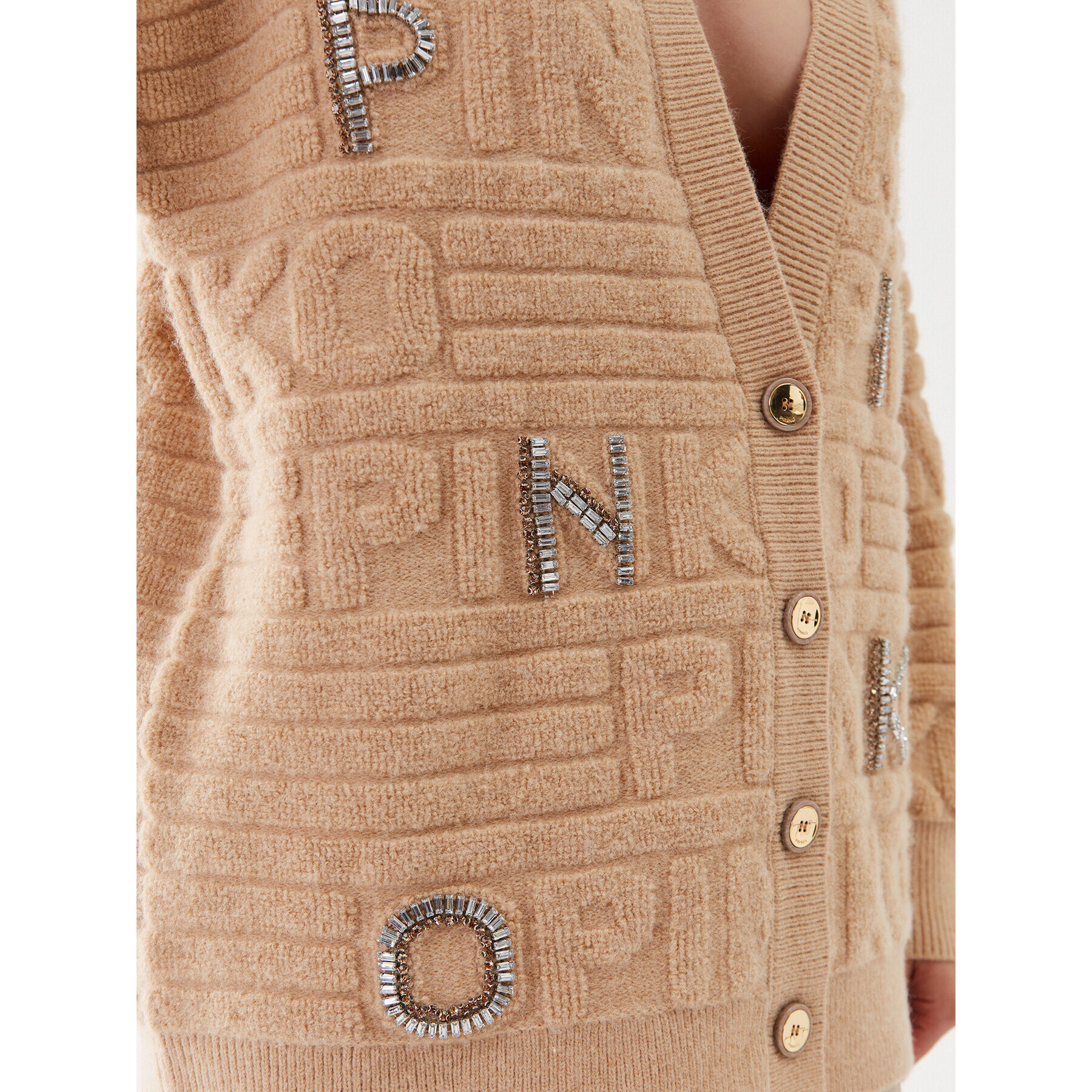 Pinko Cardigan Daino 101569 A117 Bej Regular Fit - Pled.ro