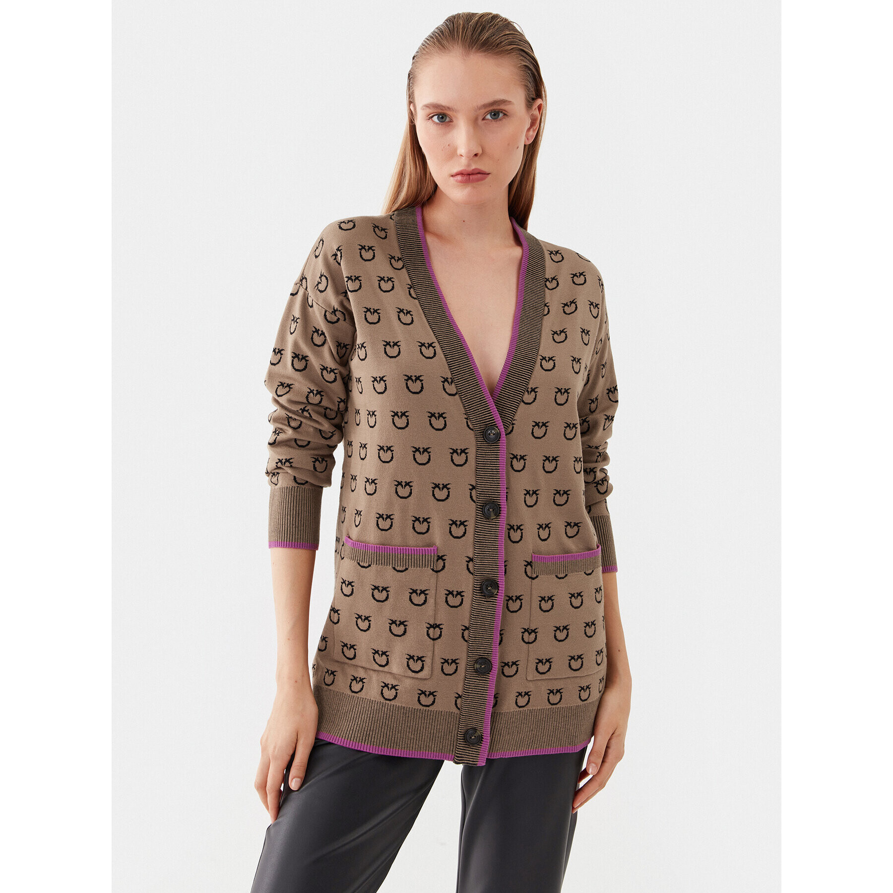 Pinko Cardigan Lama 101562 A112 Maro Relaxed Fit - Pled.ro