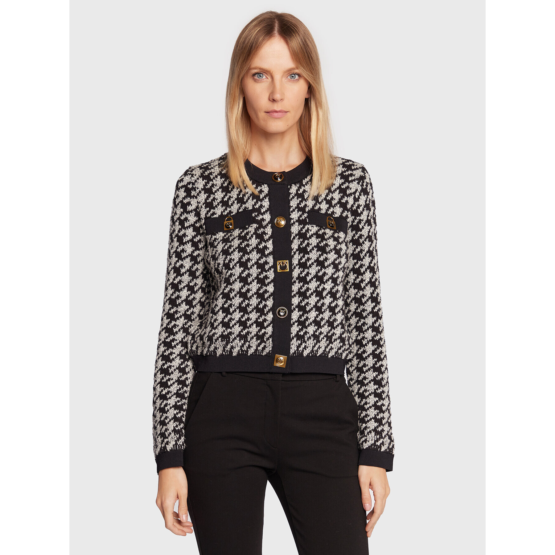 Pinko Cardigan Mezcal 1G180Y A058 Gri Regular Fit - Pled.ro