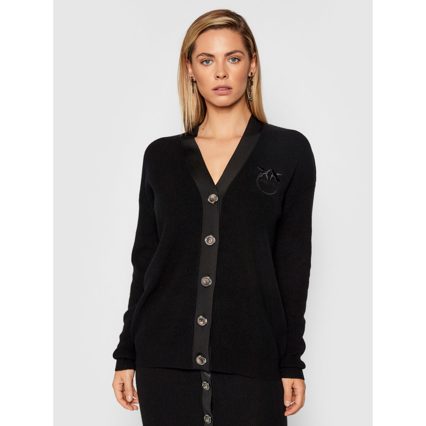 Pinko Cardigan Perle 1G16AR Y79Q Negru Regular Fit - Pled.ro