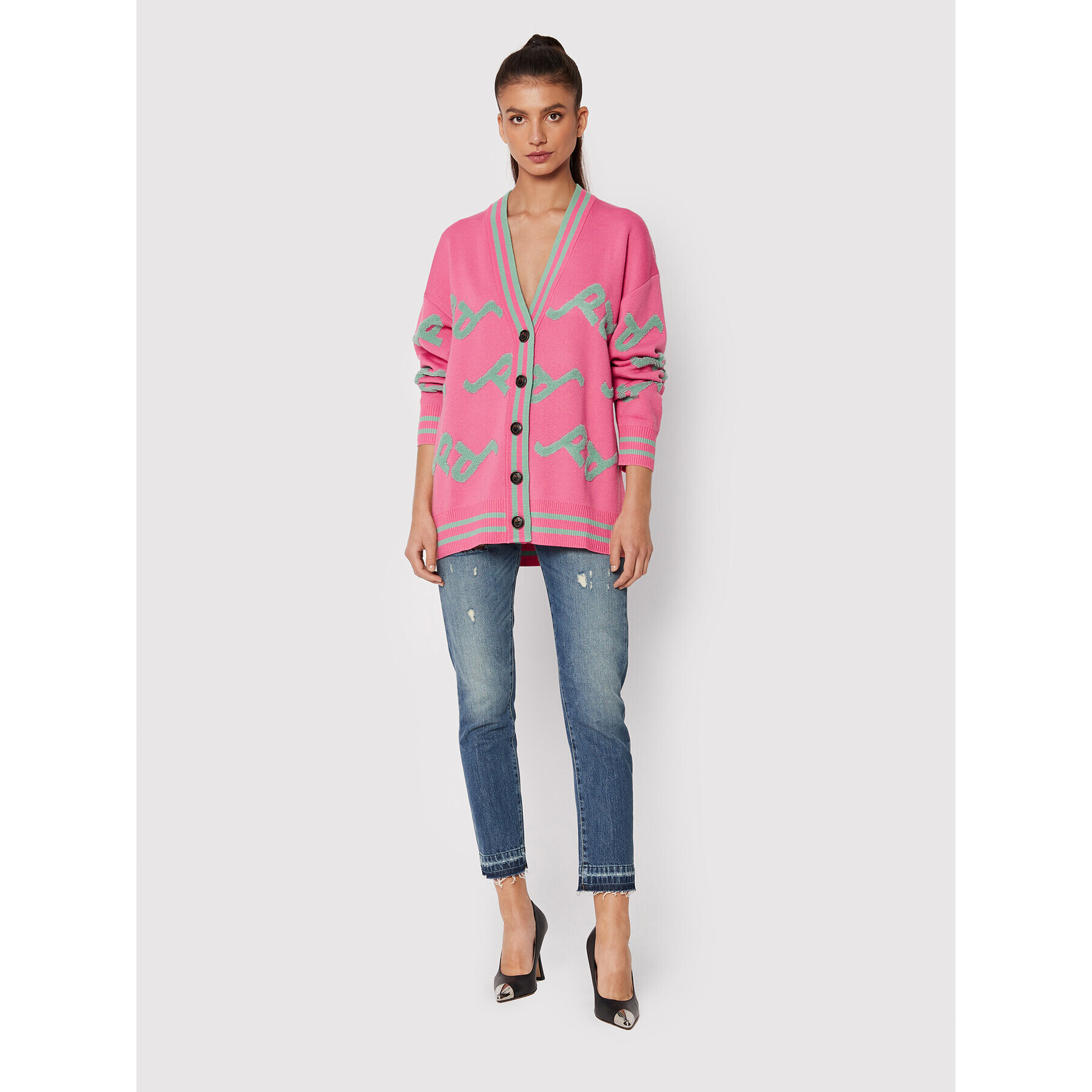 Pinko Cardigan Sloe 1G189T A055 Roz Relaxed Fit - Pled.ro