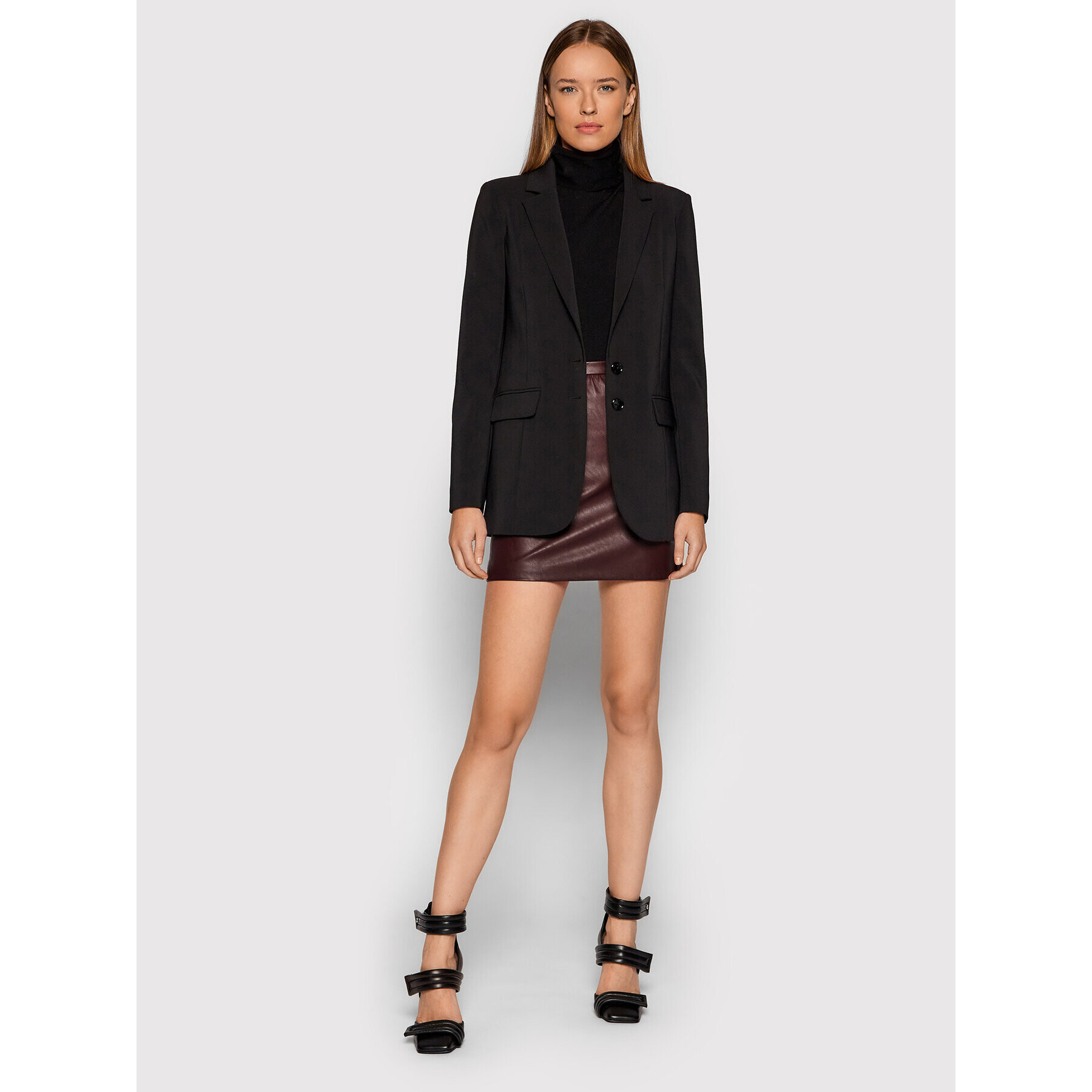 Pinko Fustă din imitație de piele The Mall AI 21-22 BK01 1G16ET 7105 Vișiniu Slim Fit - Pled.ro