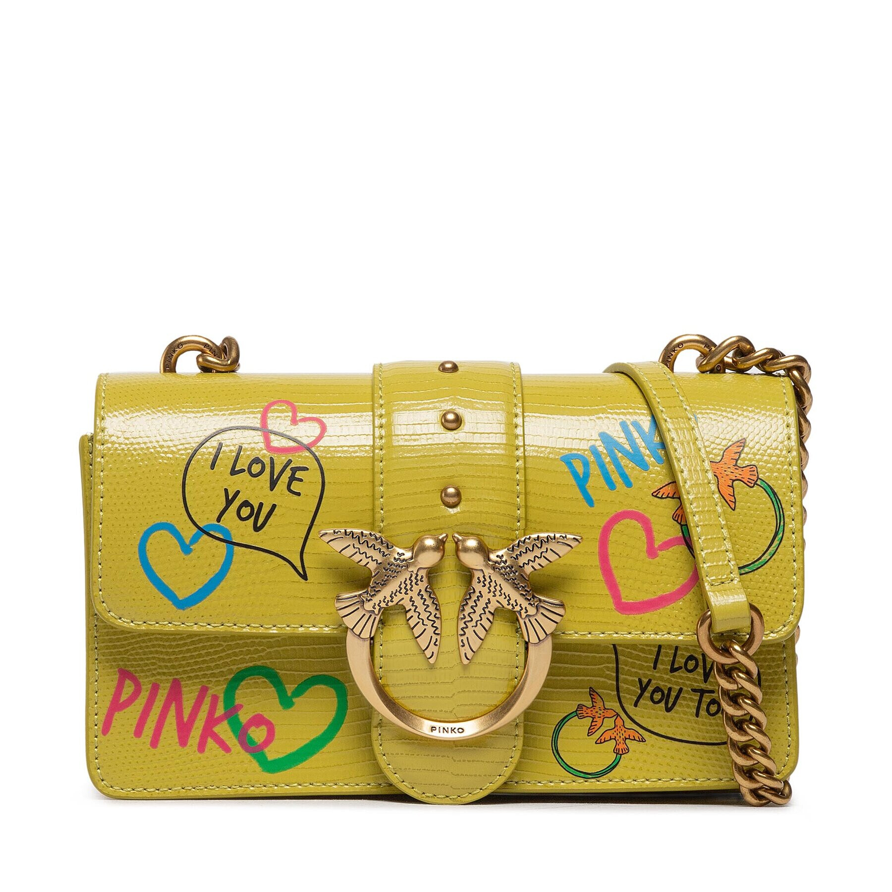 Pinko Geantă Love Mini Icon Street Art Love Cl AL 22-23 PLTT 1P22SF A043 Verde - Pled.ro