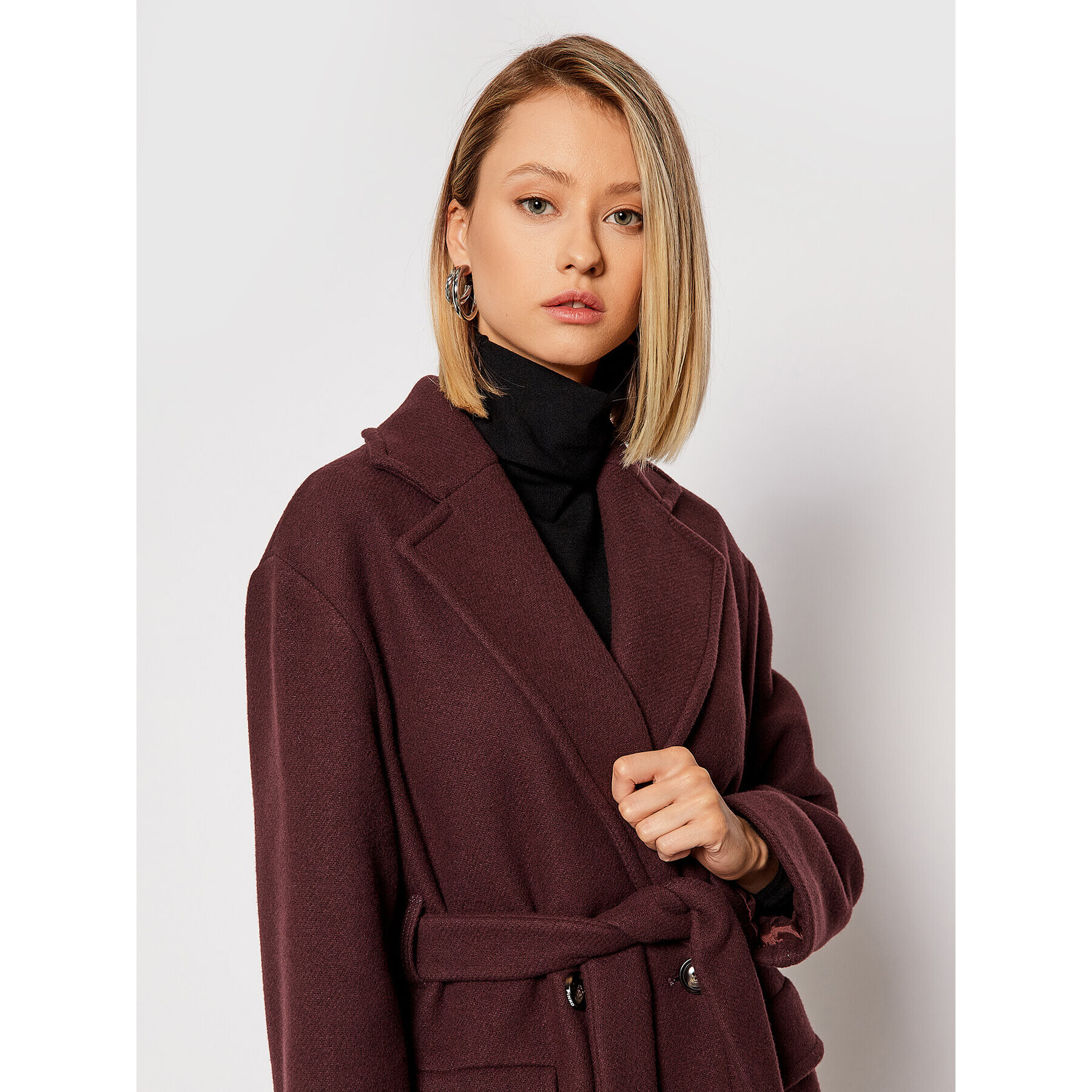 Pinko Palton de lână Giacomo 2 1G16RV Y7DY Vișiniu Regular Fit - Pled.ro