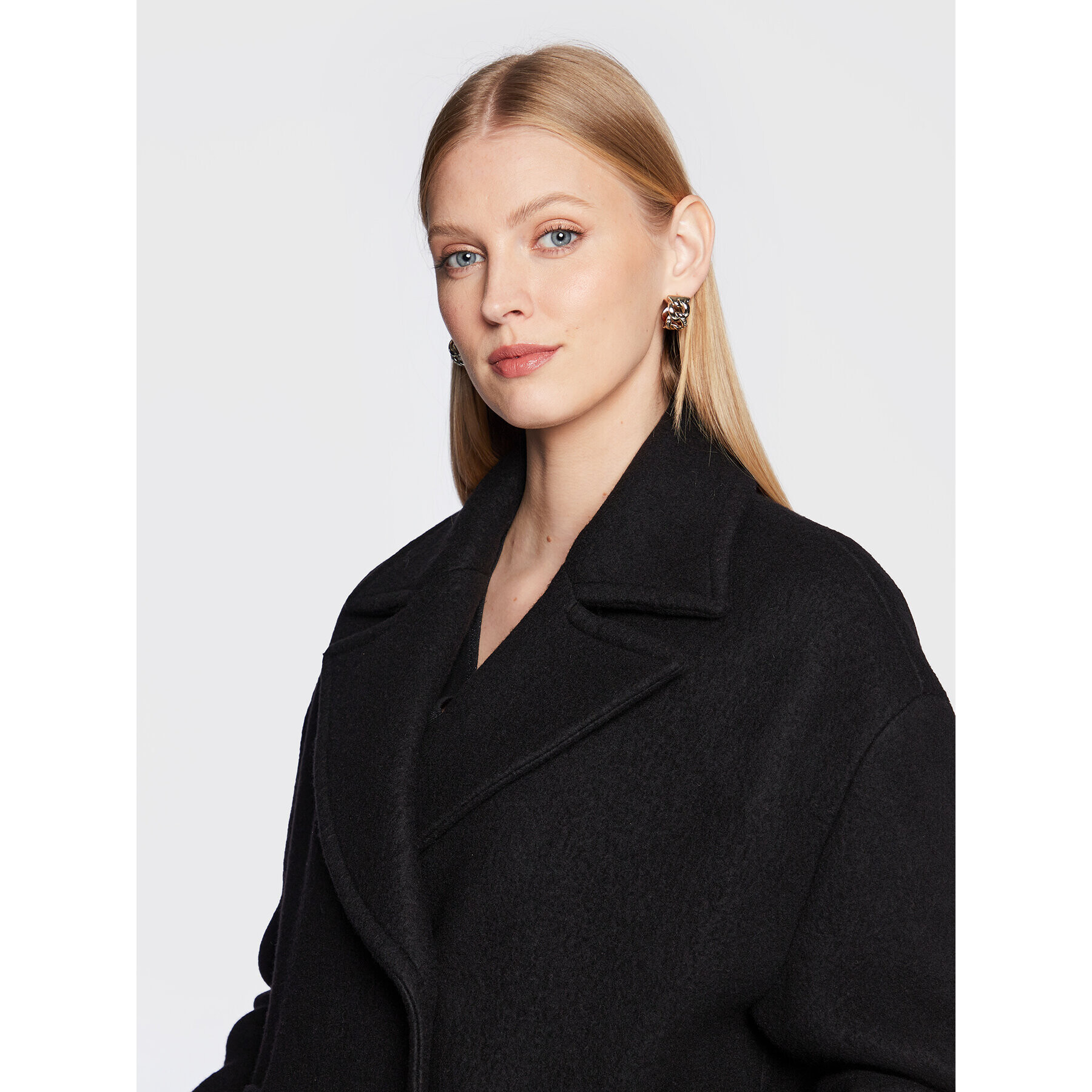 Pinko Palton de lână Inning 5 1G1821 Z350 Negru Relaxed Fit - Pled.ro