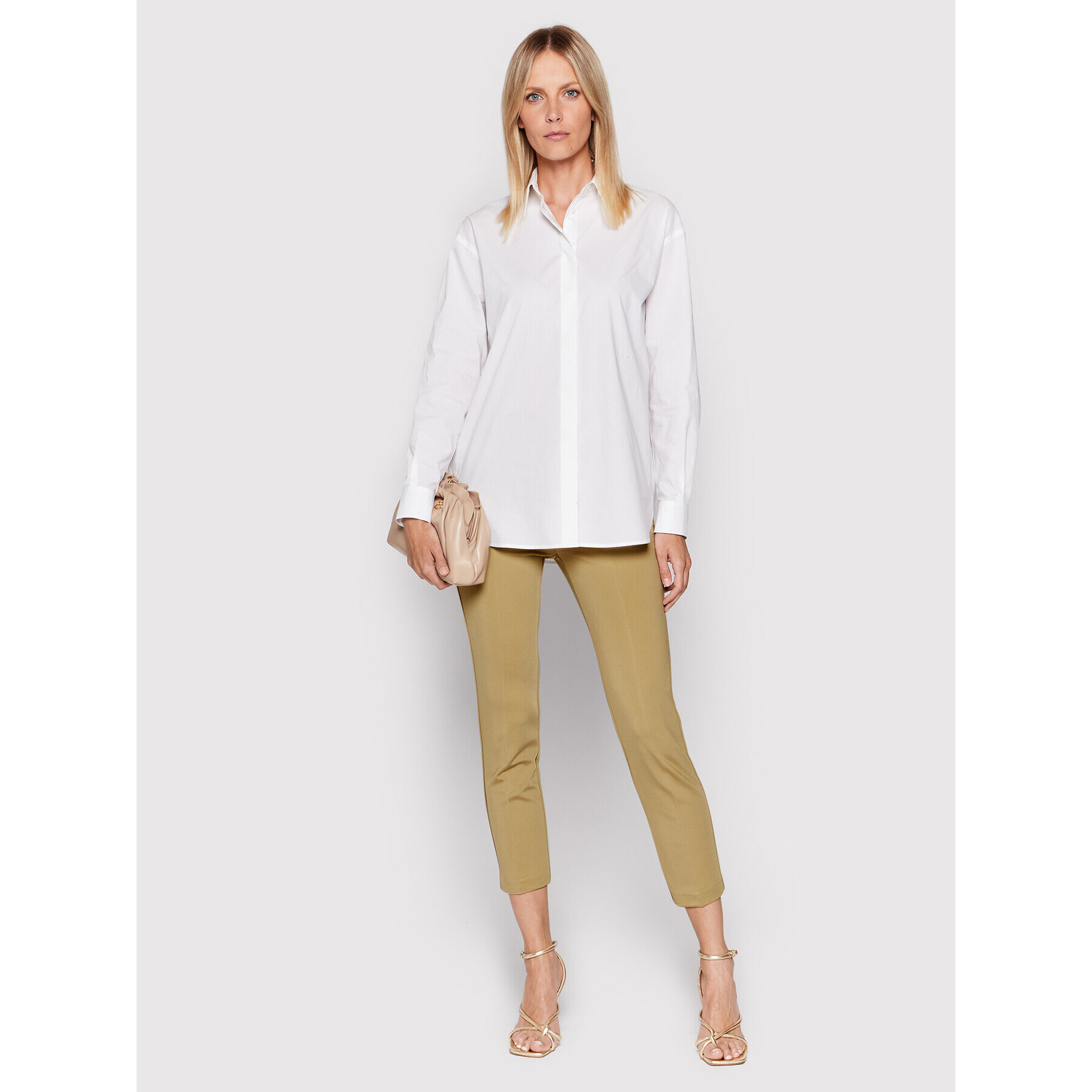 Pinko Pantaloni chino Bello 1G17KS 5872 Bej Regular Fit - Pled.ro