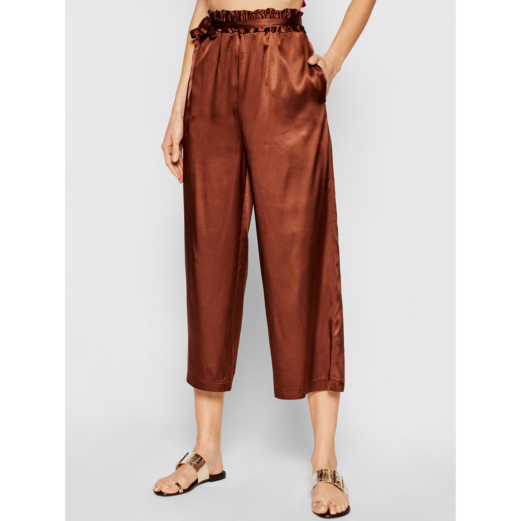 Pinko Pantaloni culotte Anima Fragile 20211 PSPG 1N135H 8521 Maro Regular Fit - Pled.ro