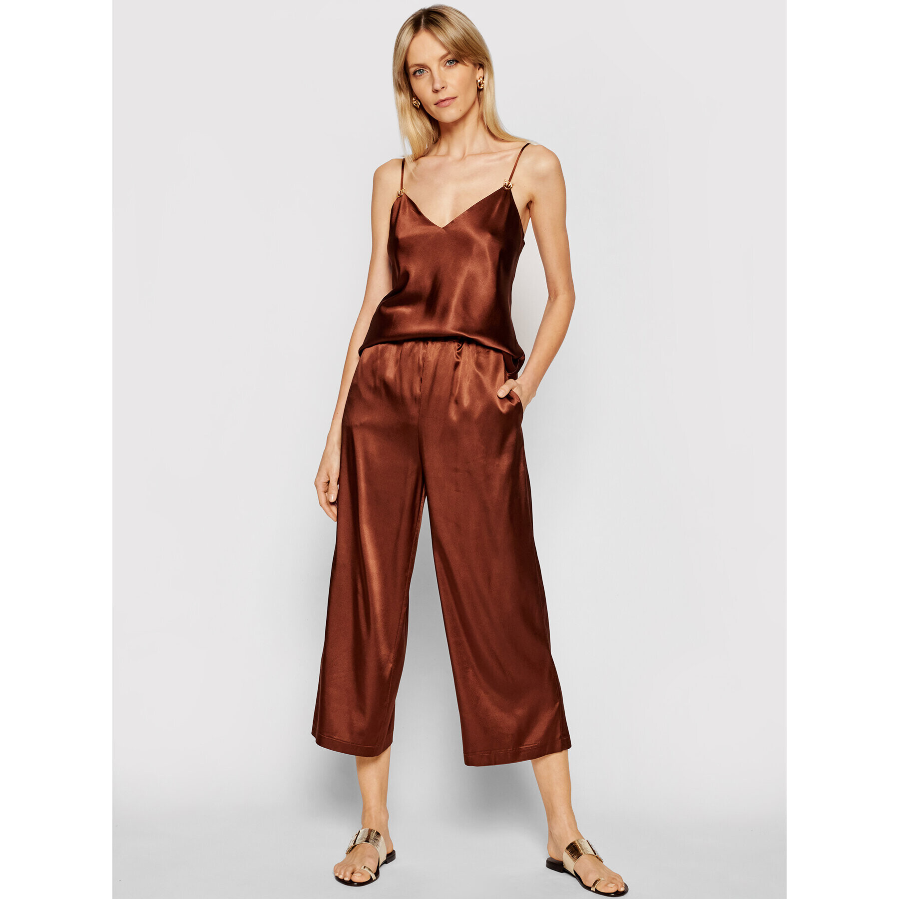 Pinko Pantaloni culotte Anima Fragile 20211 PSPG 1N135H 8521 Maro Regular Fit - Pled.ro