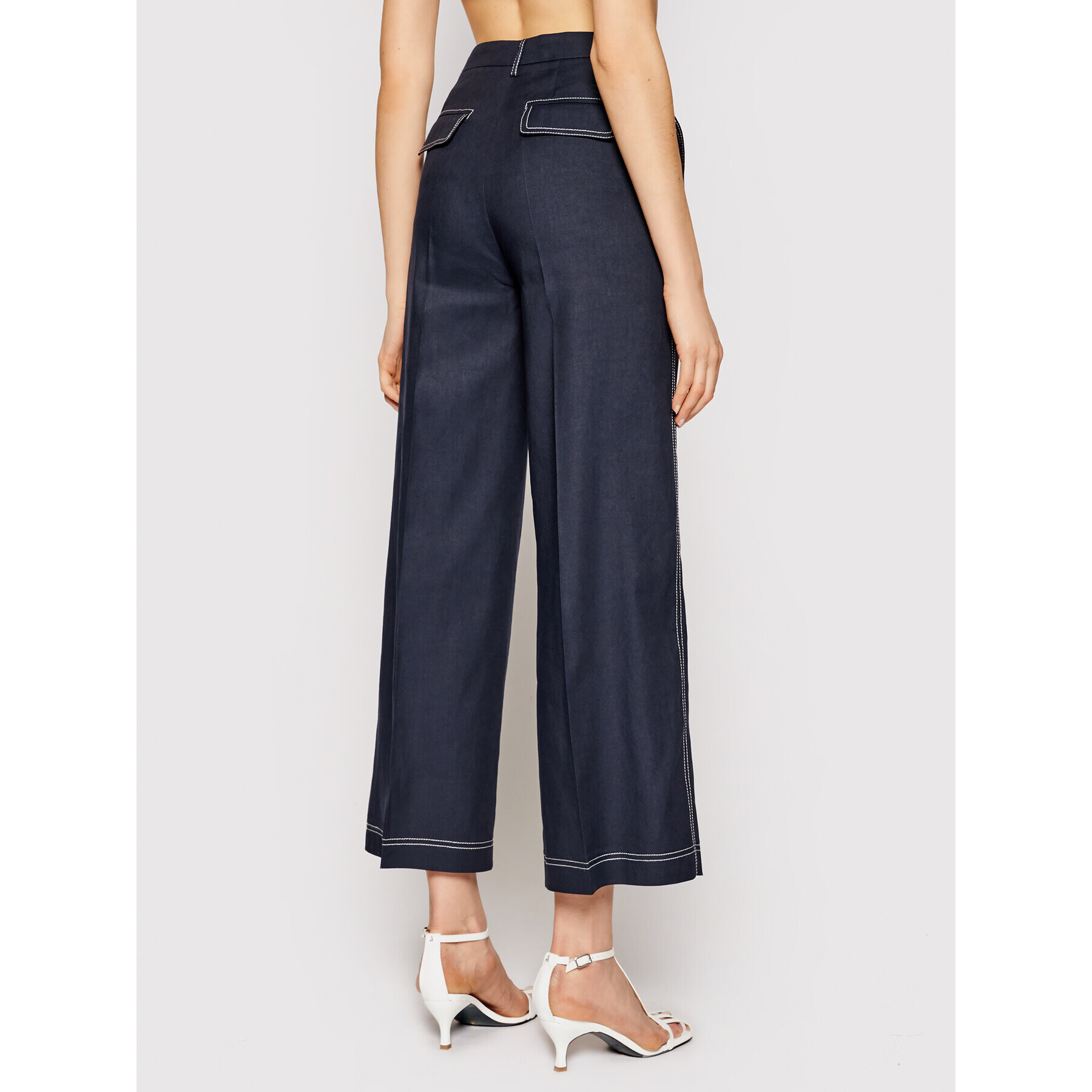 Pinko Pantaloni culotte Sottocasa 20211 PSPG 1N134R 8506 Bleumarin Relaxed Fit - Pled.ro