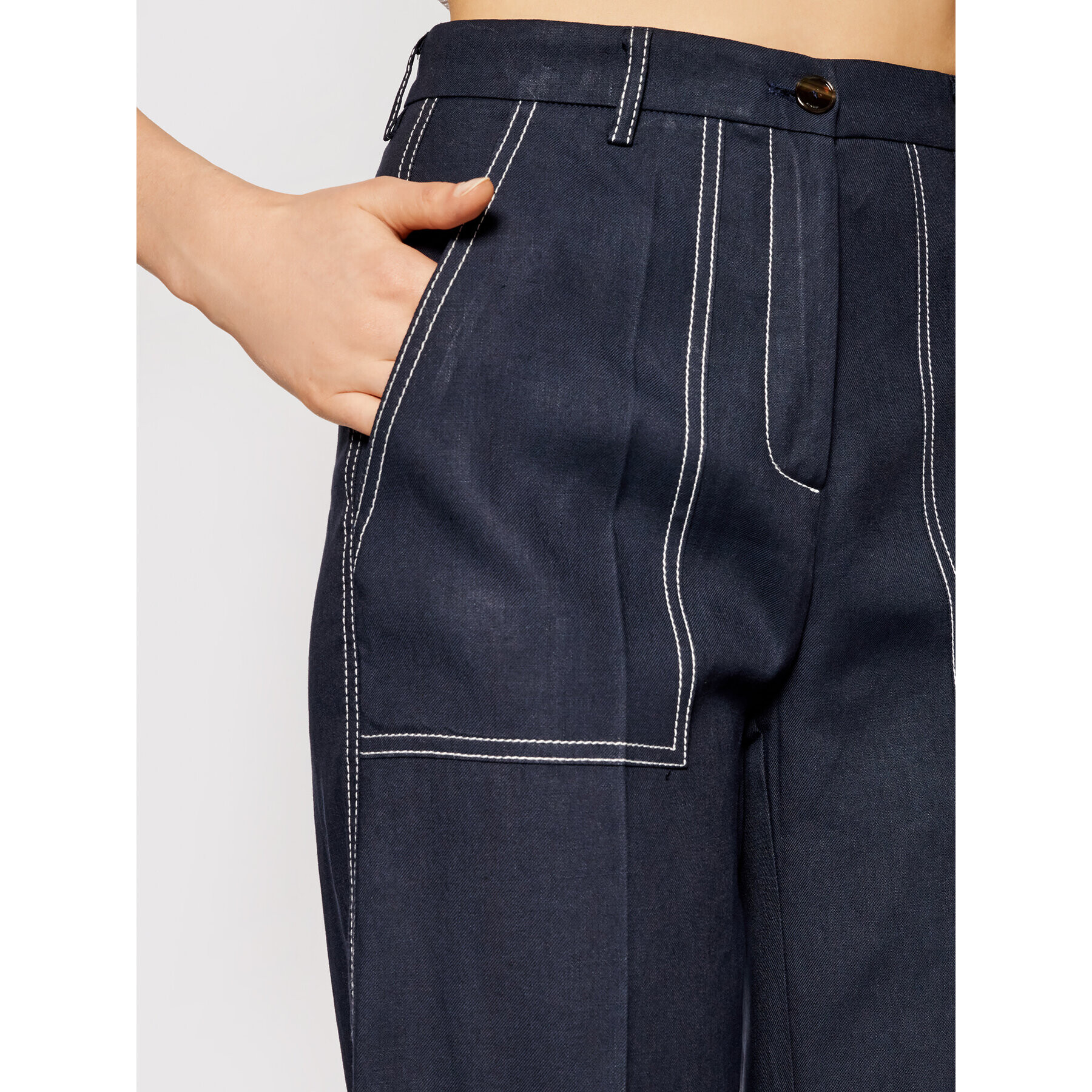 Pinko Pantaloni culotte Sottocasa 20211 PSPG 1N134R 8506 Bleumarin Relaxed Fit - Pled.ro