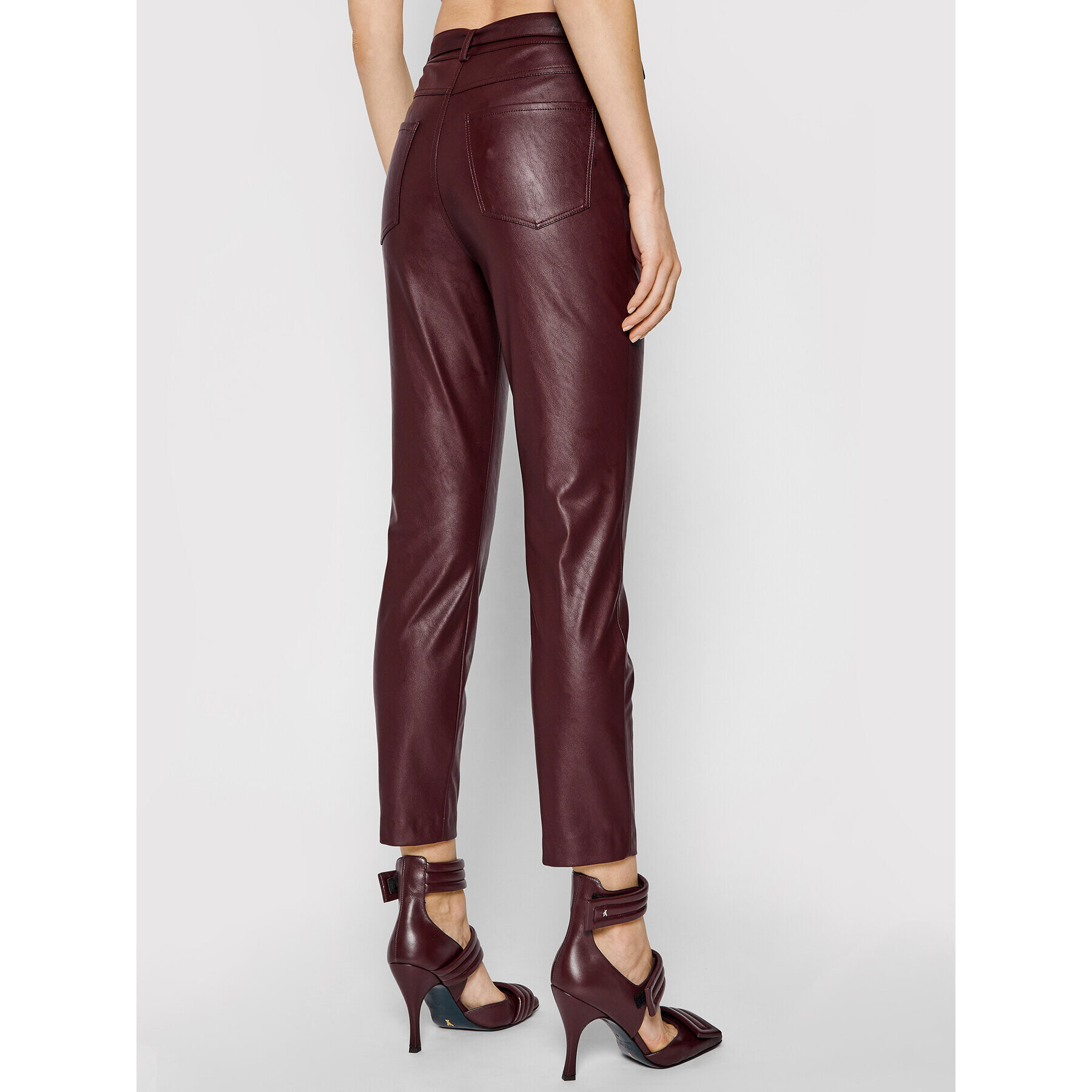 Pinko Pantaloni din imitație de piele Susan 15 1G16WU 7105 Vișiniu Skinny Fit - Pled.ro