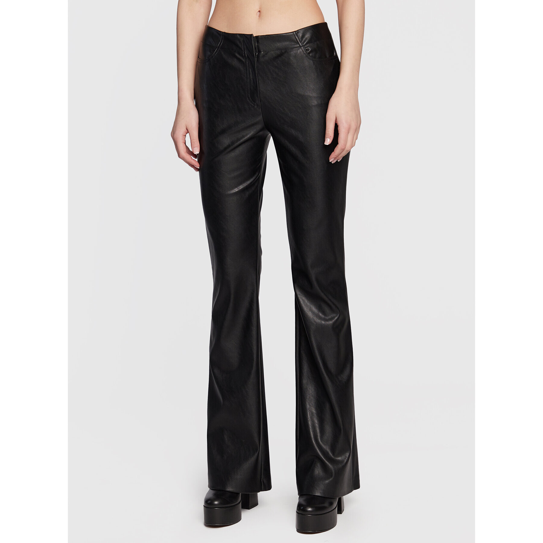 Pinko Pantaloni din imitație de piele Myrthus 1G186K 7105 Negru Tight Fit - Pled.ro