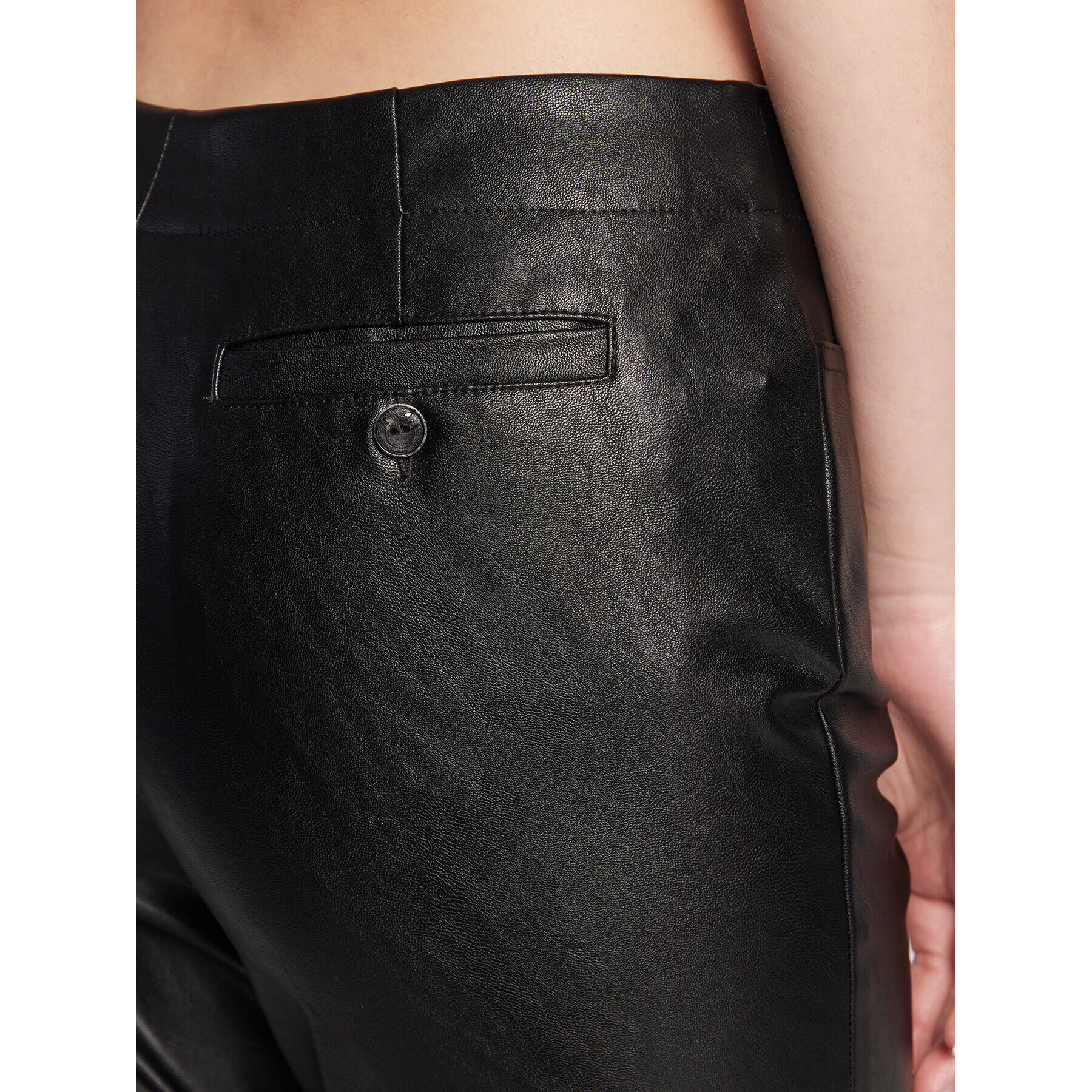 Pinko Pantaloni din imitație de piele Myrthus 1G186K 7105 Negru Tight Fit - Pled.ro