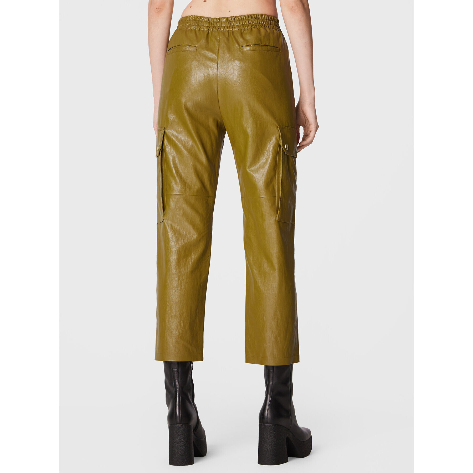 Pinko Pantaloni din imitație de piele Pernilla 1G18DL Y6W7 Verde Relaxed Fit - Pled.ro