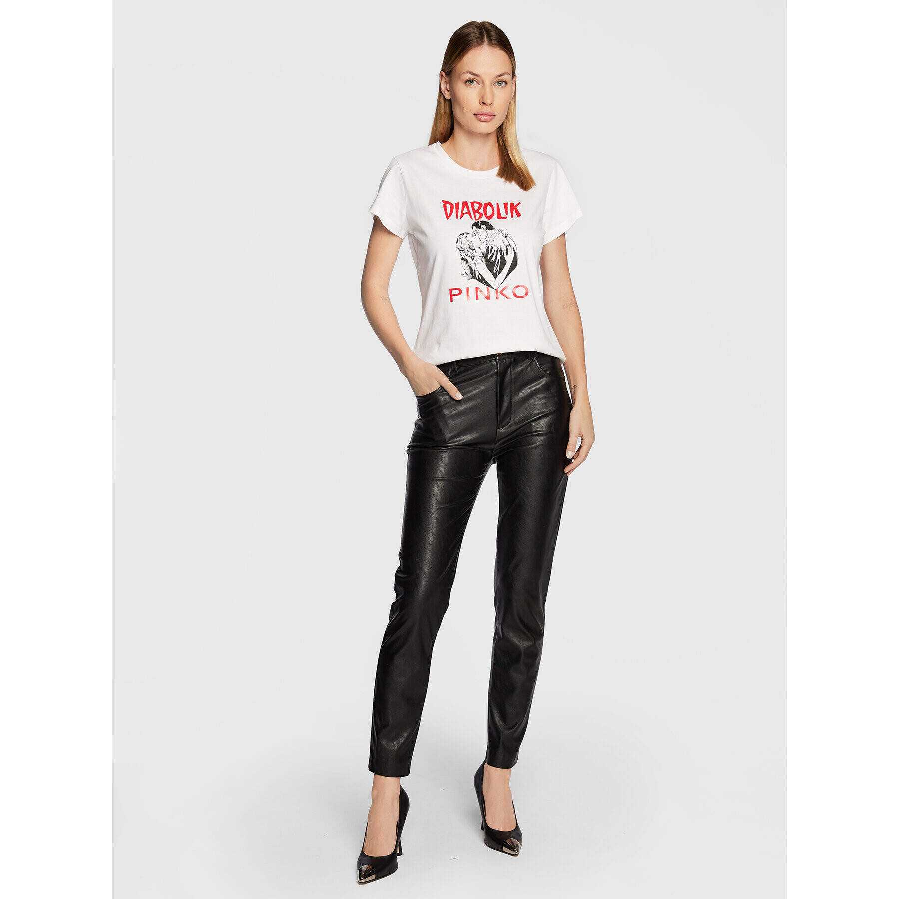 Pinko Pantaloni din imitație de piele Susan 1G17XE 7105 Negru Skinny Fit - Pled.ro