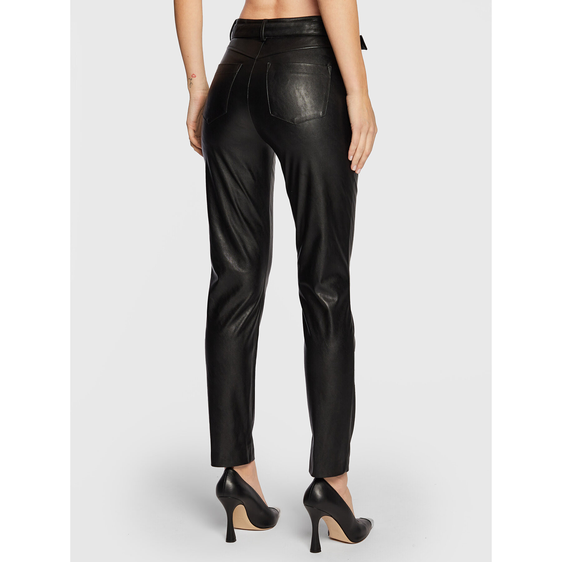 Pinko Pantaloni din imitație de piele Susan 1G17XE 7105 Negru Skinny Fit - Pled.ro