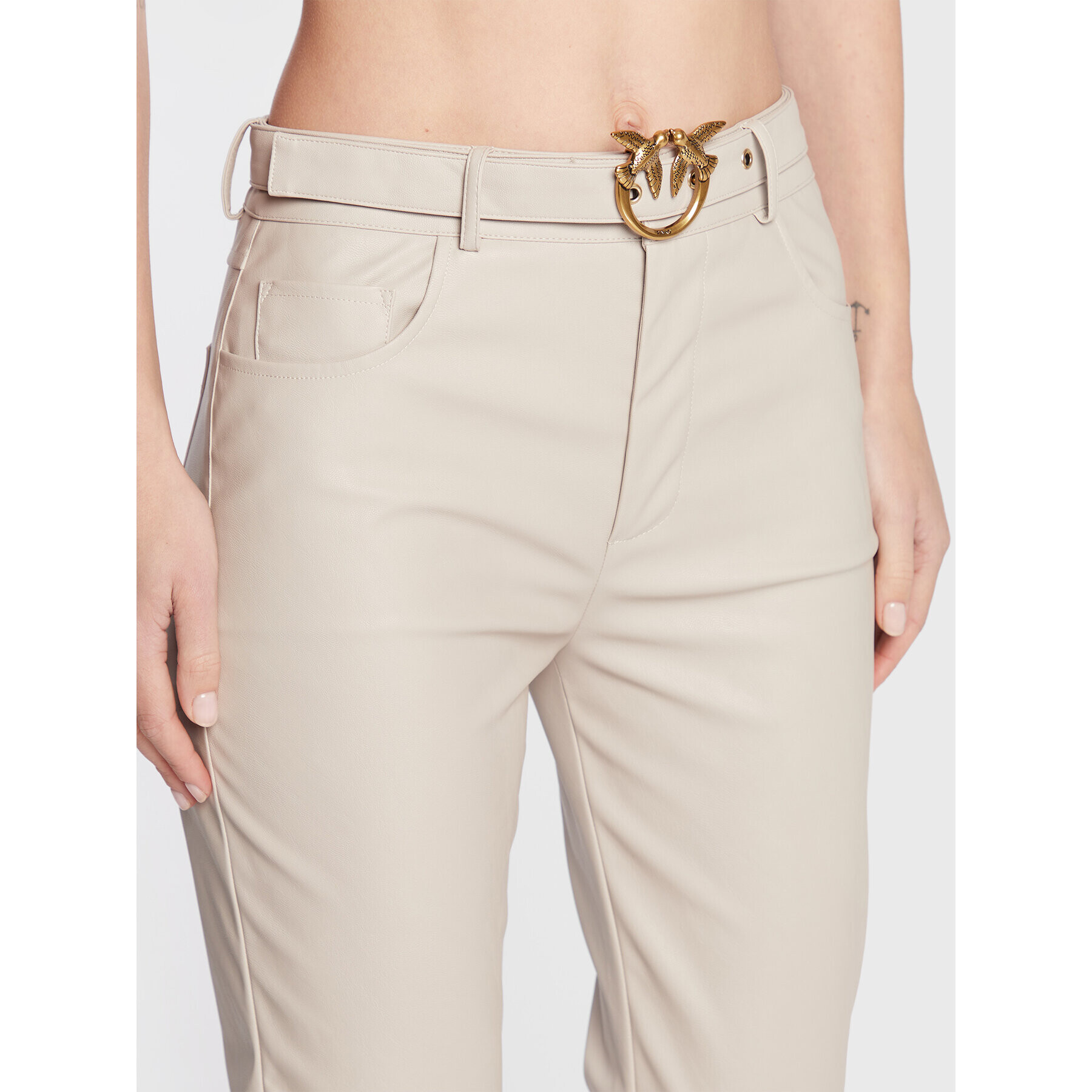 Pinko Pantaloni din imitație de piele Susan 36 1G17XE 7105 Gri Skinny Fit - Pled.ro