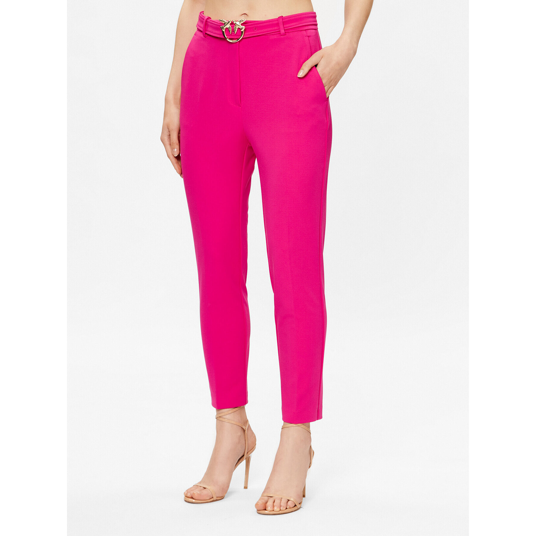 Pinko Pantaloni din material 100309 A0KD Roz Regular Fit - Pled.ro