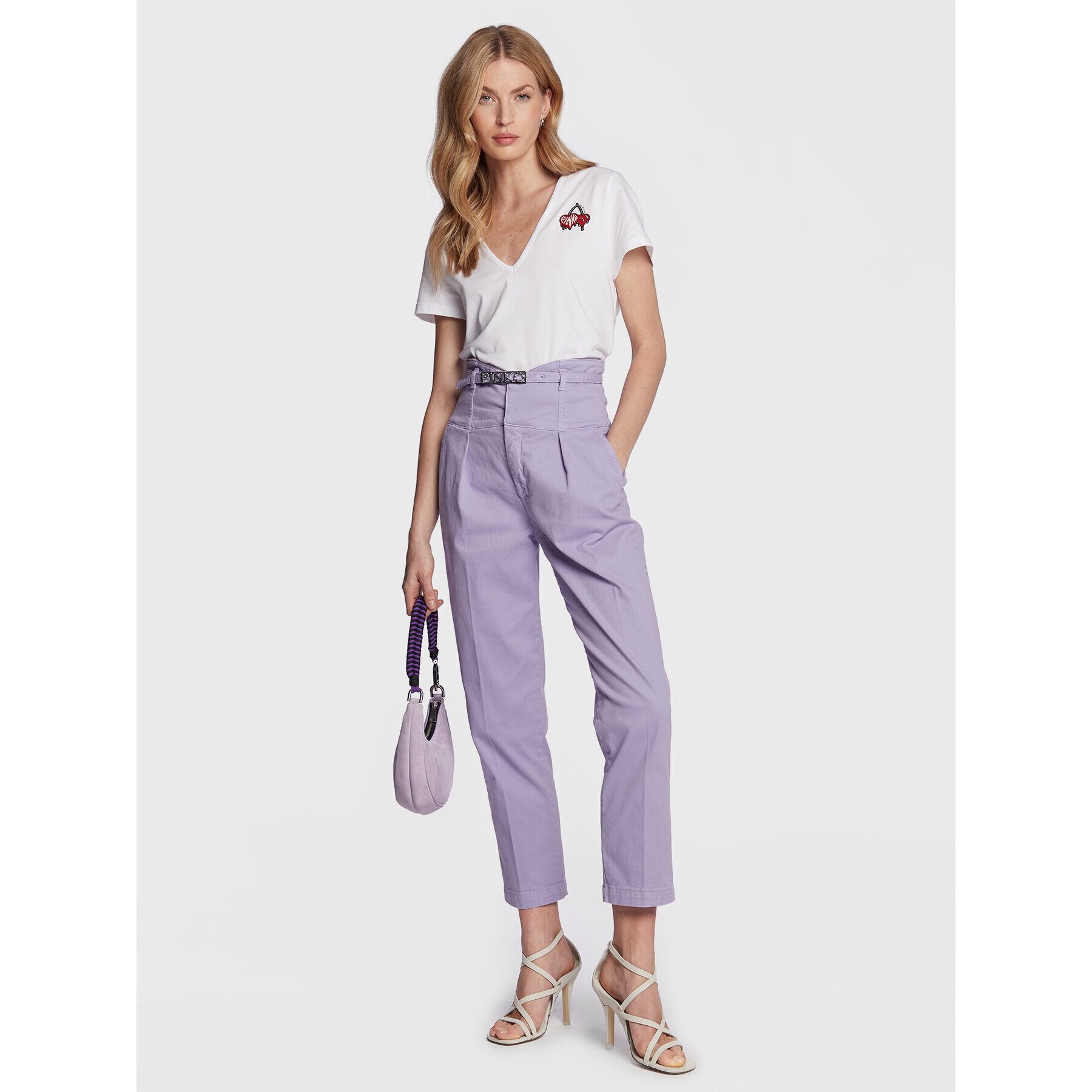 Pinko Pantaloni din material Ariel 100225 A0G7 Violet Slim Fit - Pled.ro