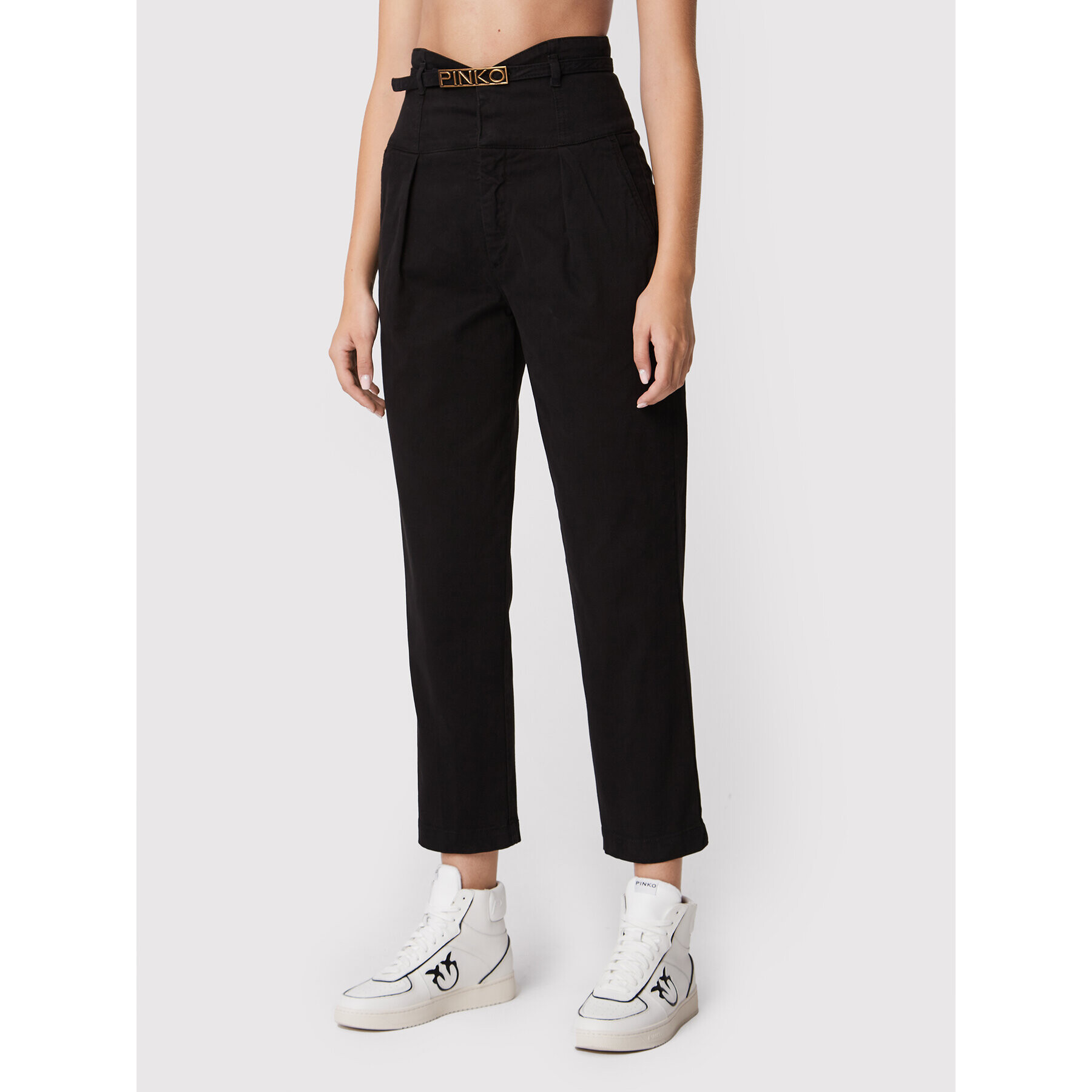 Pinko Pantaloni din material Ariel 1J10YP Y848 Negru Regular Fit - Pled.ro