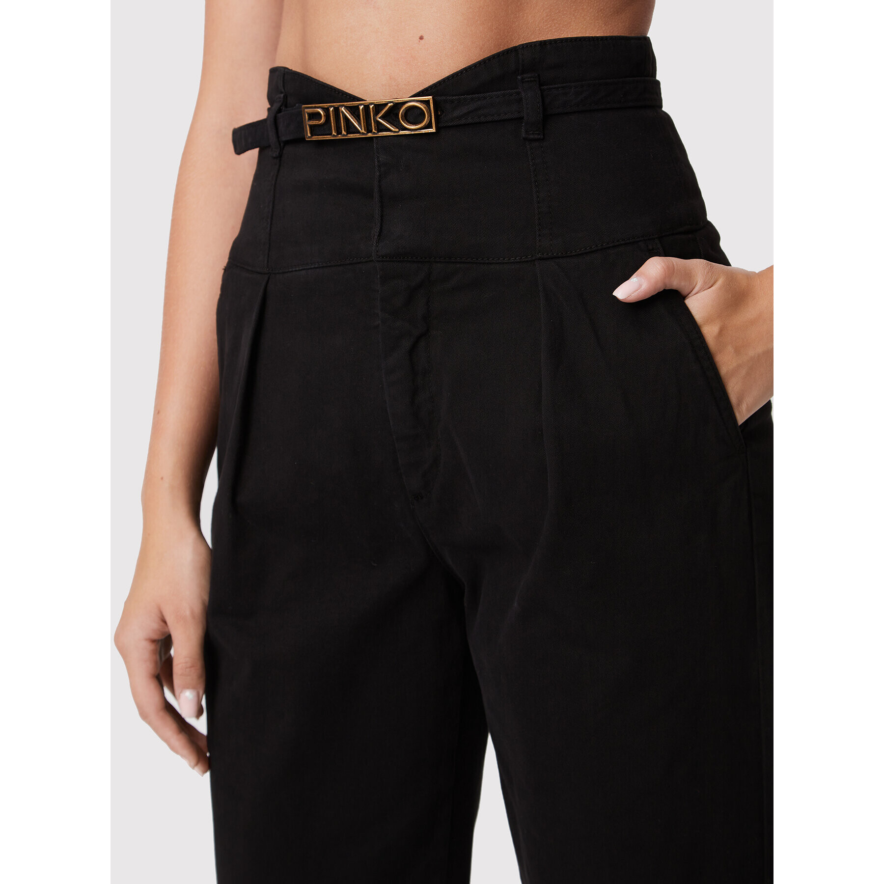 Pinko Pantaloni din material Ariel 1J10YP Y848 Negru Regular Fit - Pled.ro