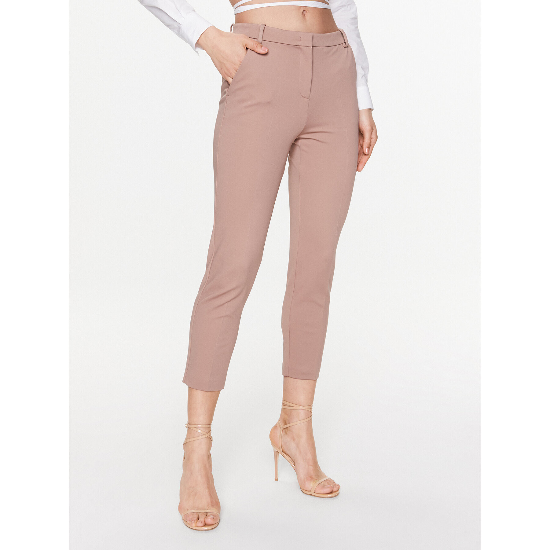 Pinko Pantaloni din material Bello 100155 A0HM Maro Regular Fit - Pled.ro