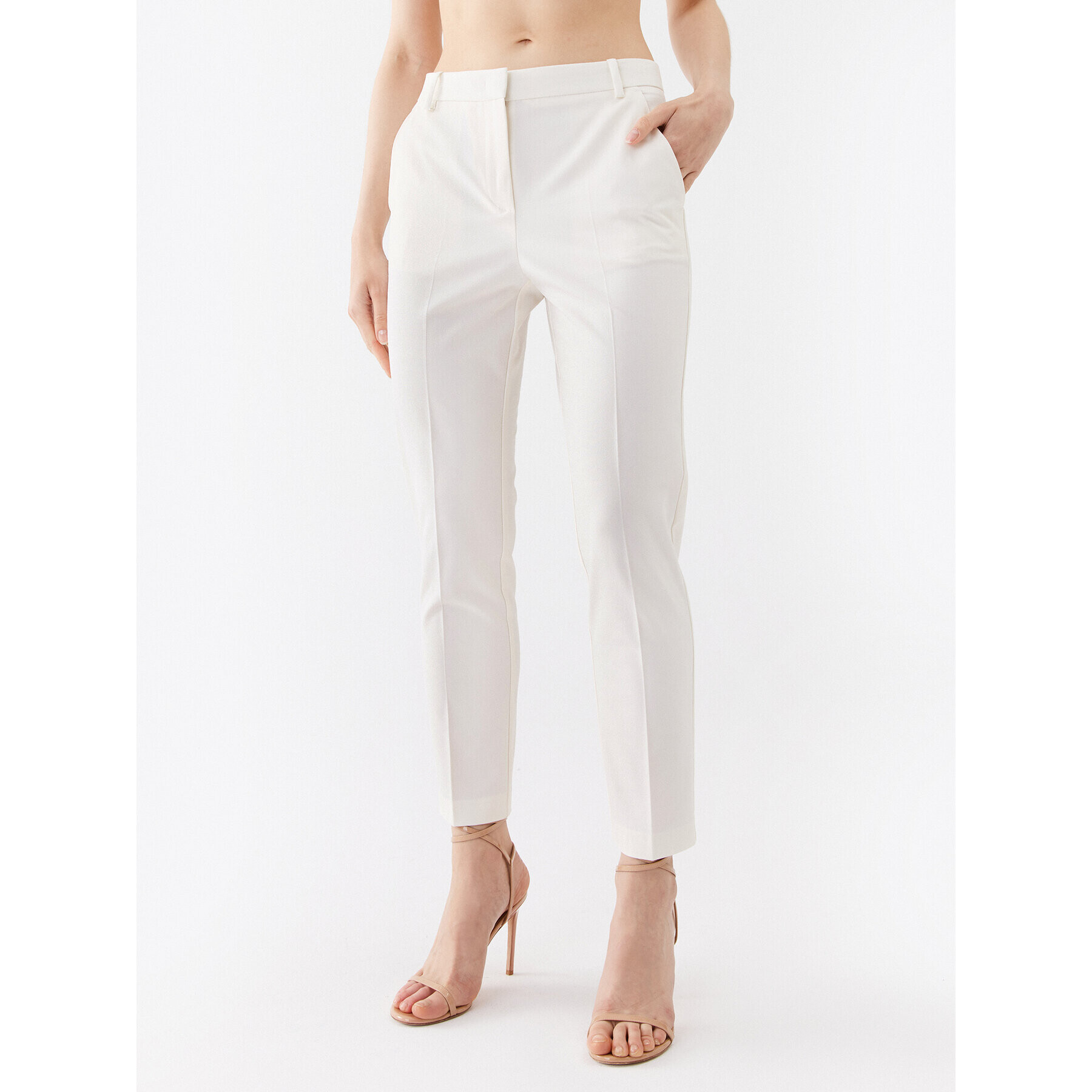 Pinko Pantaloni din material Bello 100155 A0HO Alb Cropped Fit - Pled.ro