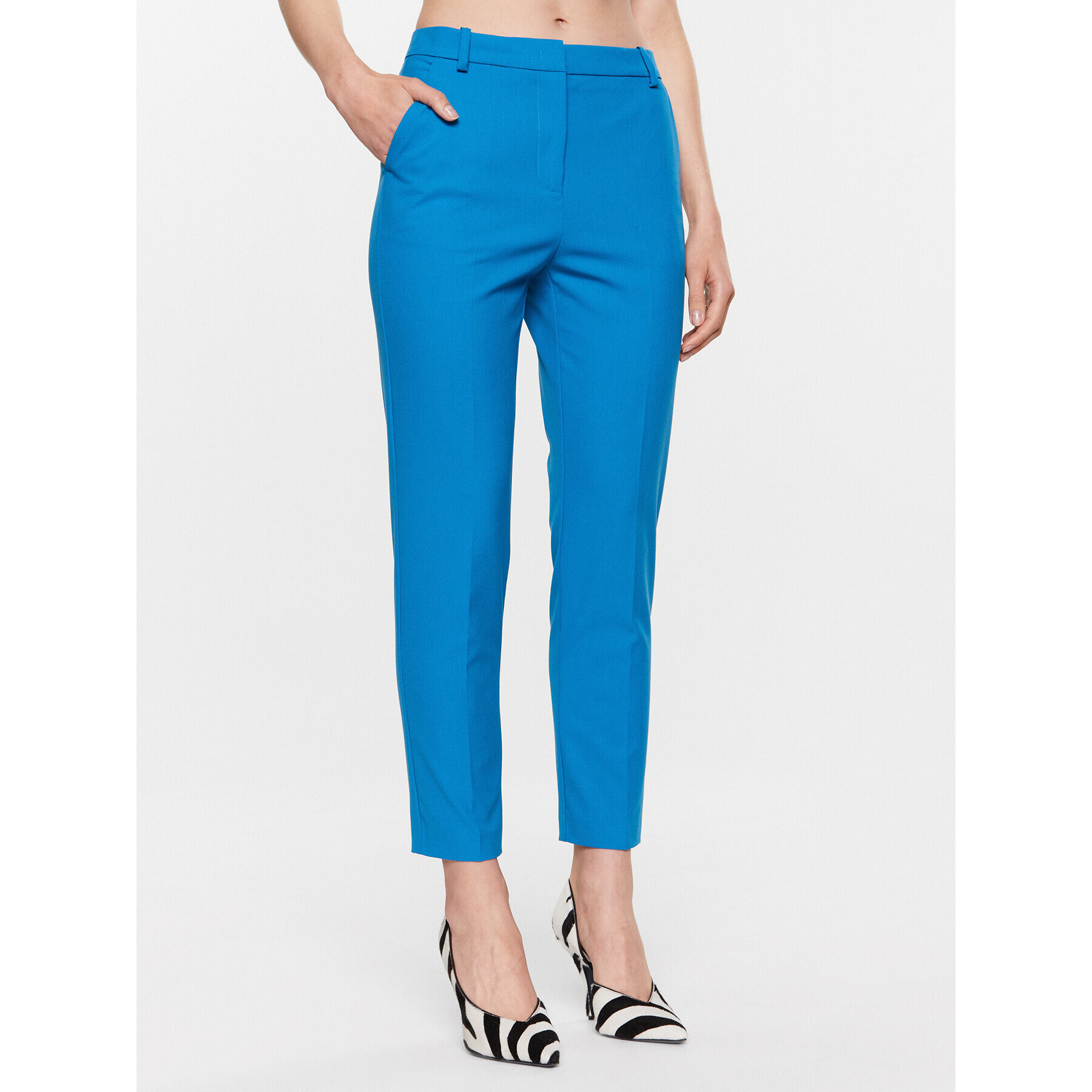 Pinko Pantaloni din material Bello 100155 A0HO Albastru Cropped Fit - Pled.ro