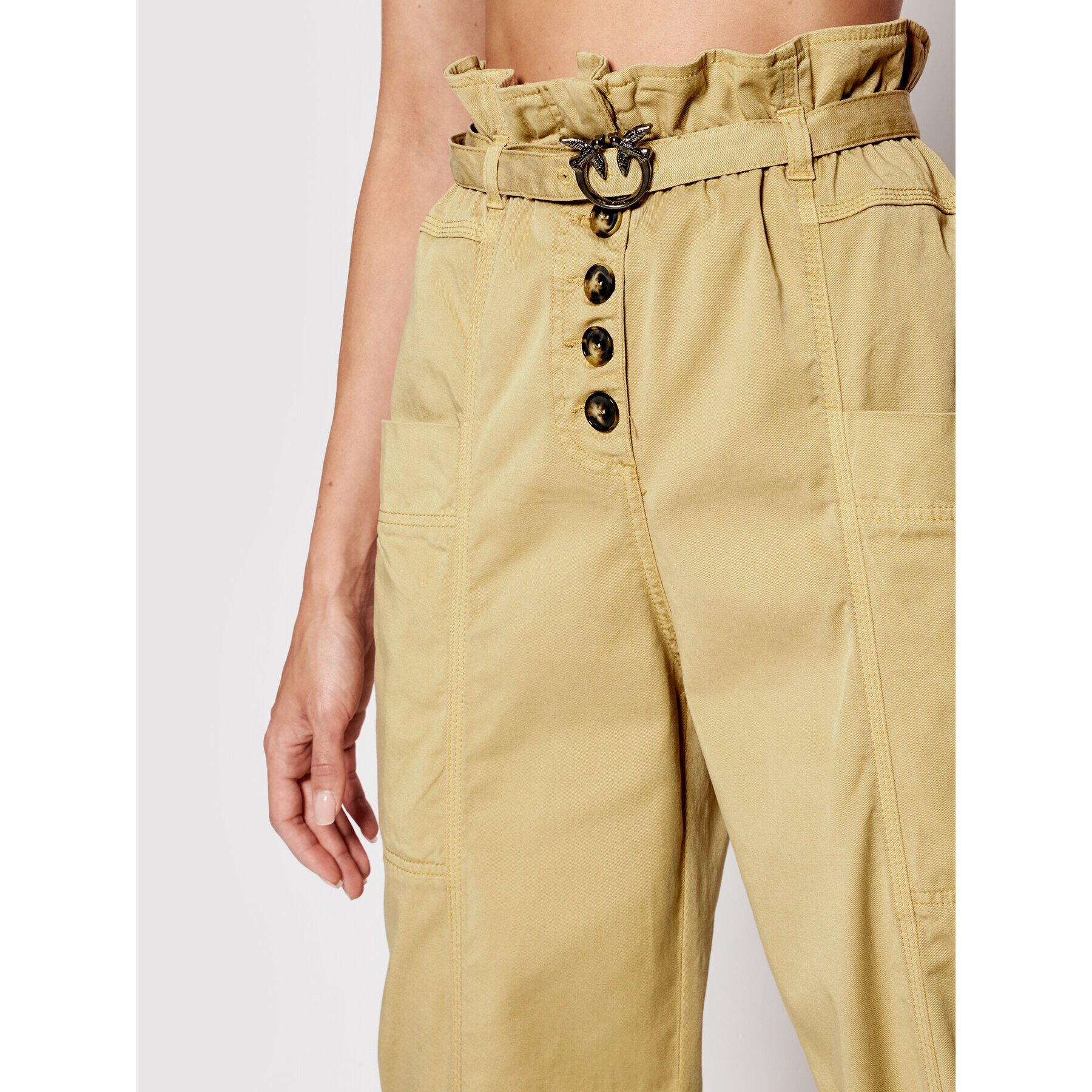 Pinko Pantaloni din material Botanica 1N137D Y7M5 Bej Regular Fit - Pled.ro