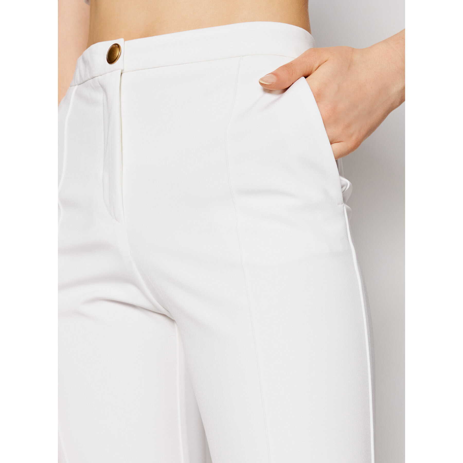 Pinko Pantaloni din material Gaio 1G15SC 5872 Alb Regular Fit - Pled.ro