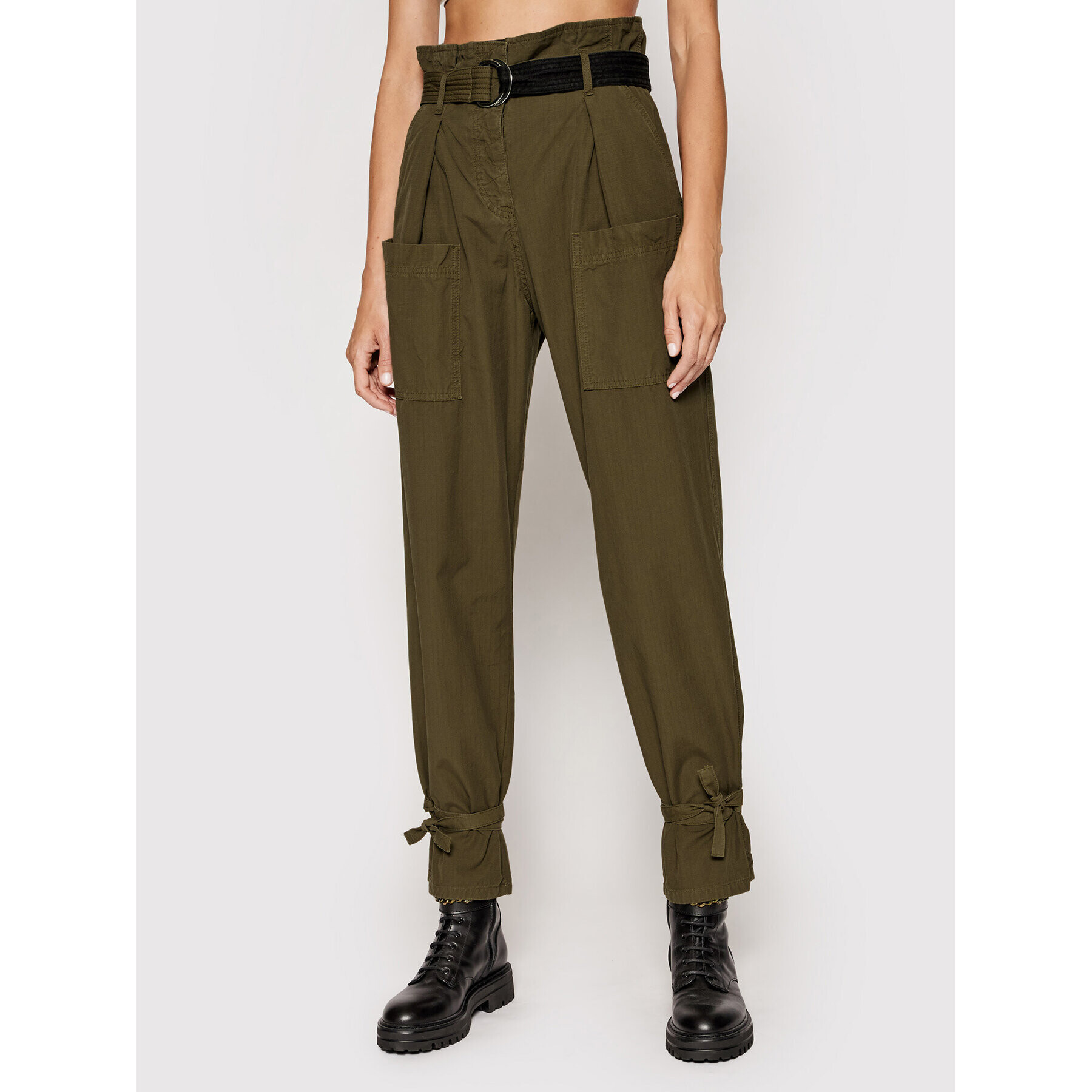 Pinko Pantaloni din material Geometria Verde Regular Fit - Pled.ro